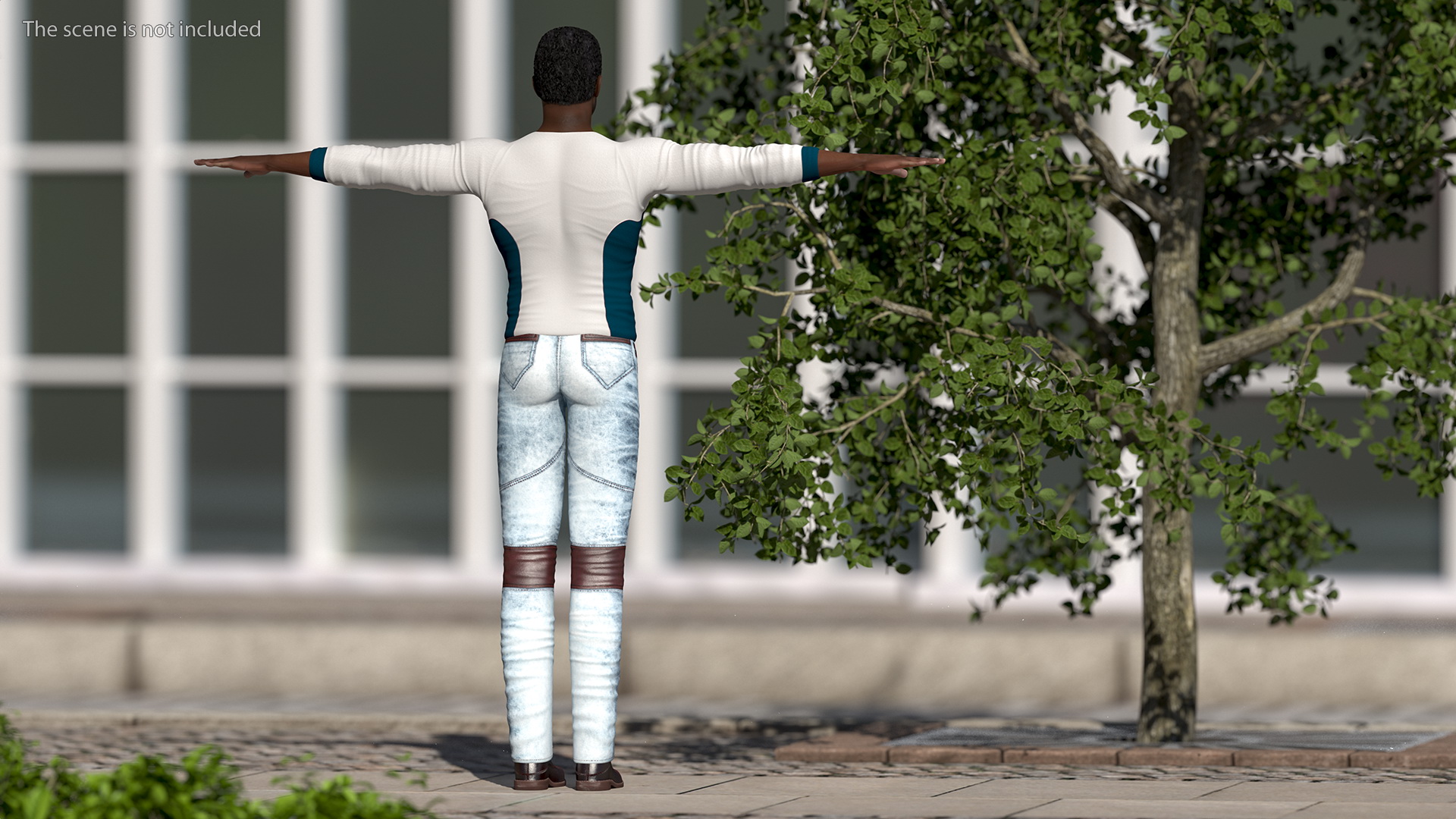 3D Afro American Man in City Style T Pose model