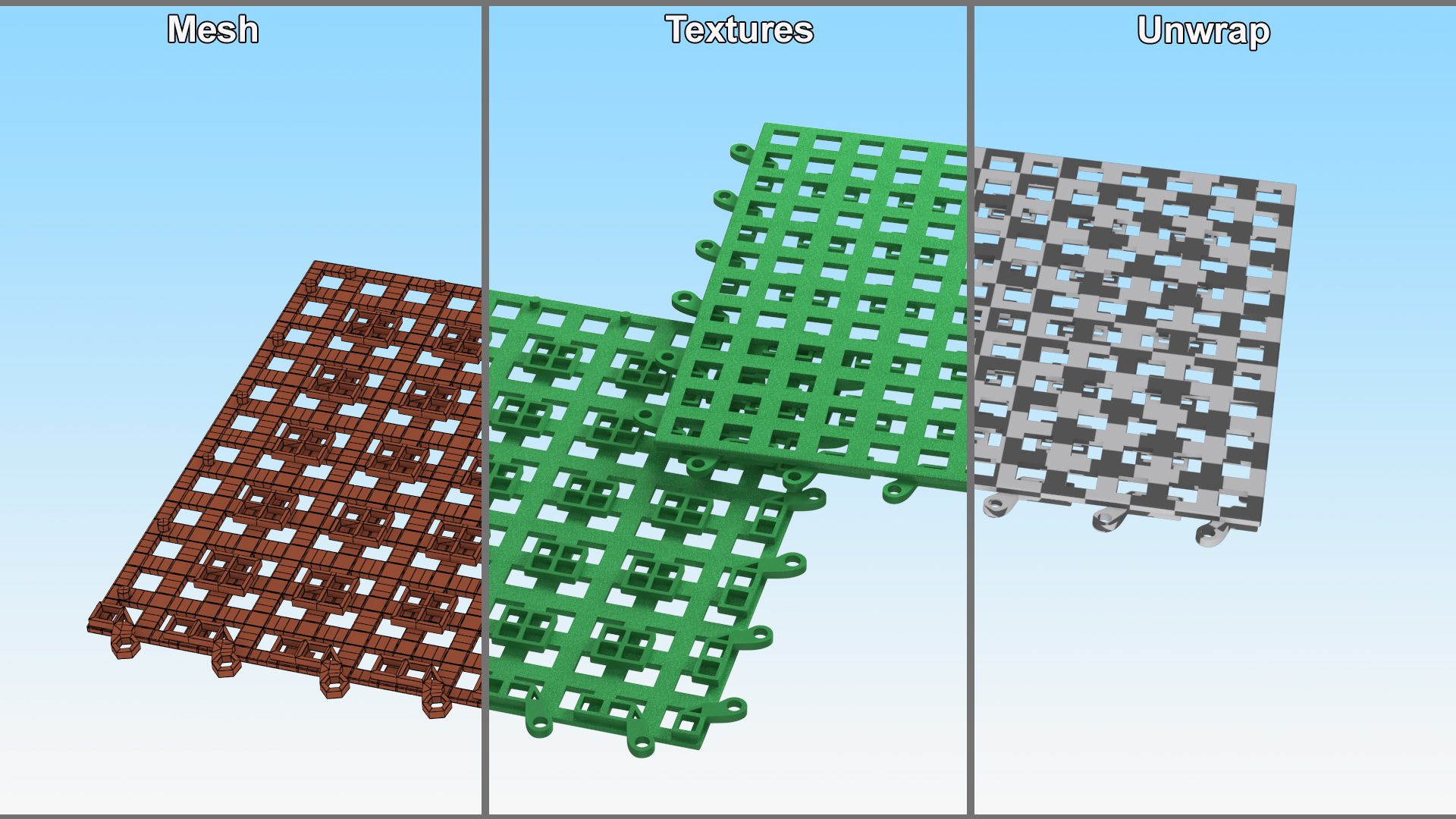 Plastic Floor Mat Piece Green 3D model