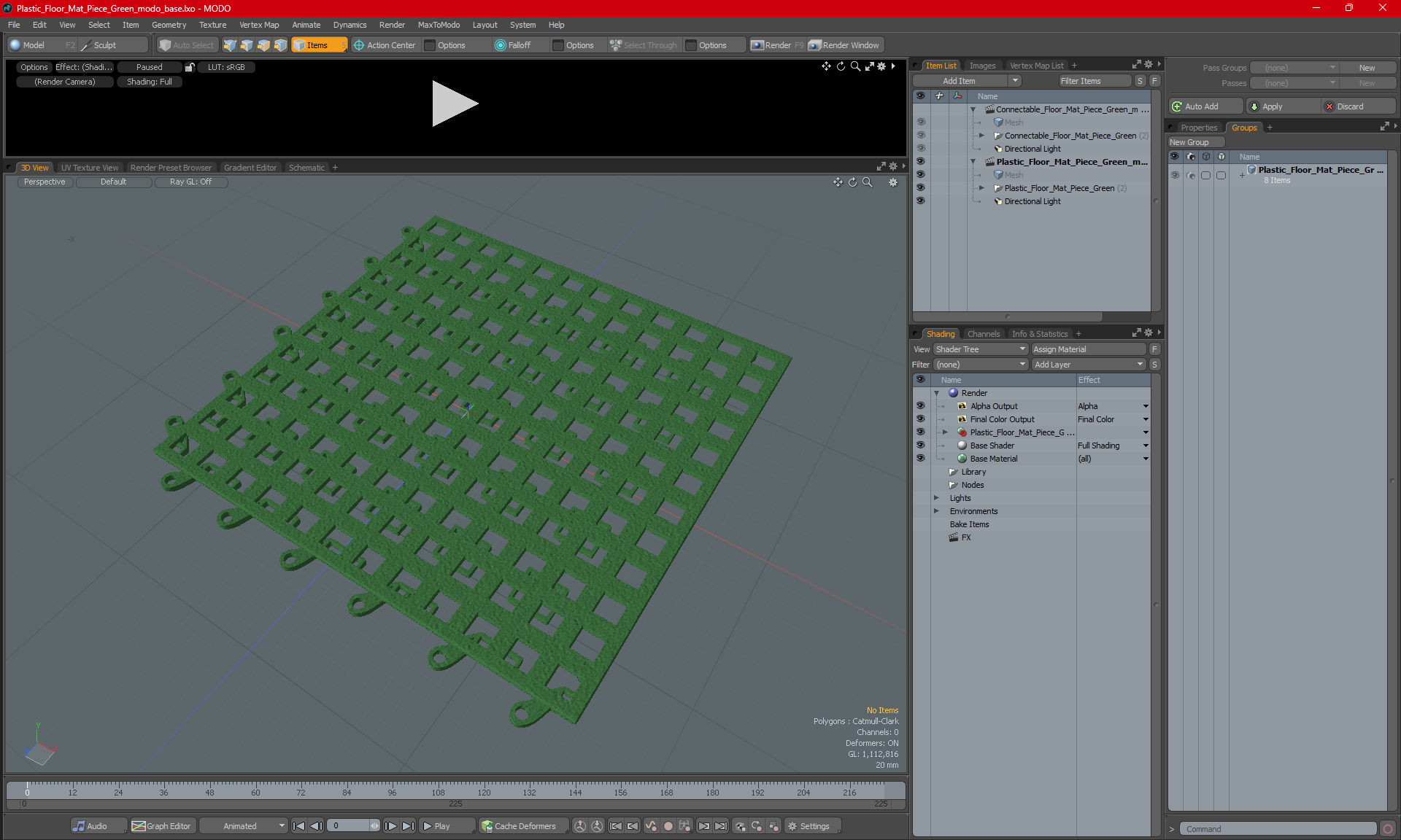 Plastic Floor Mat Piece Green 3D model
