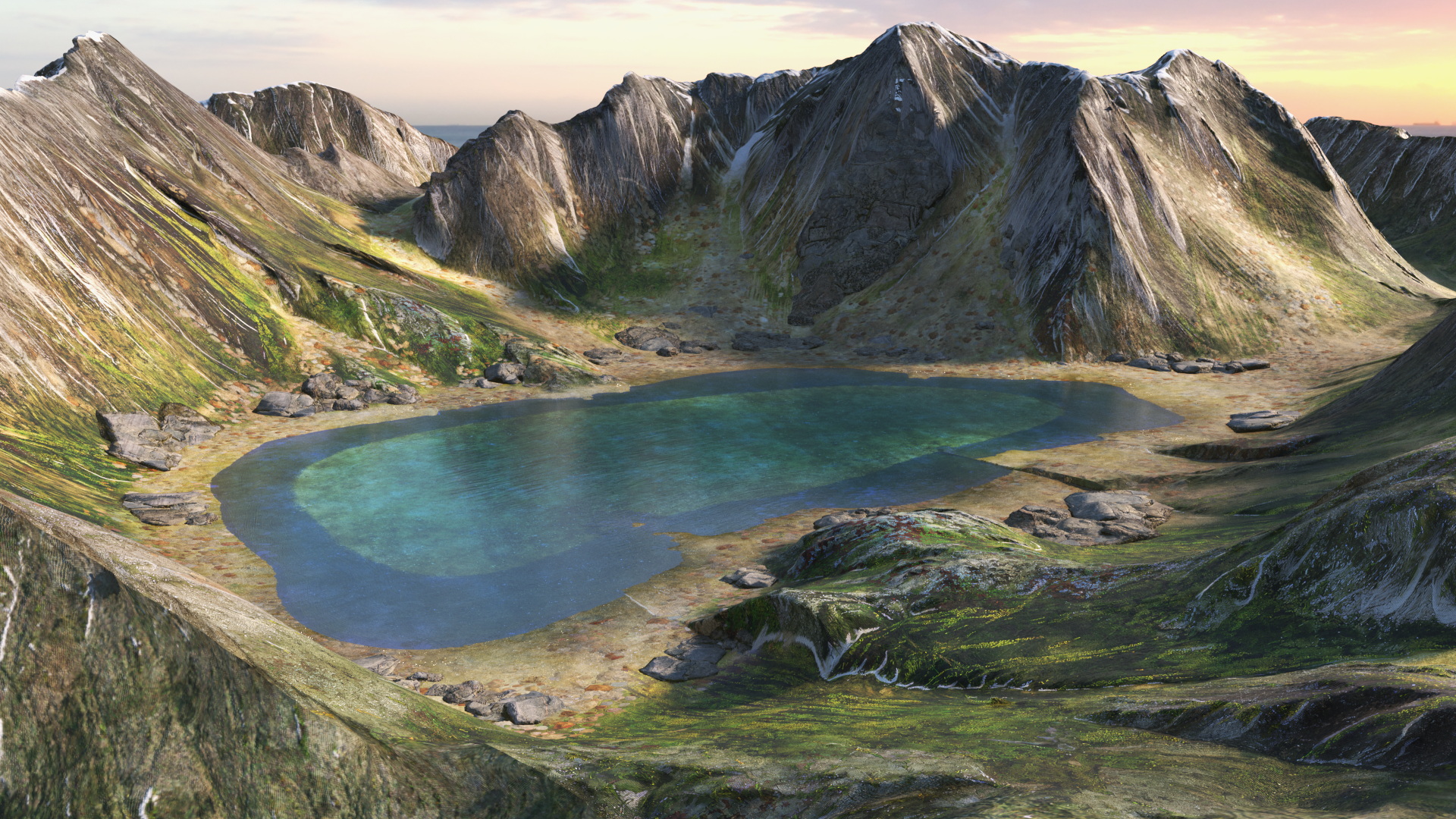 3D Mountain Lake model