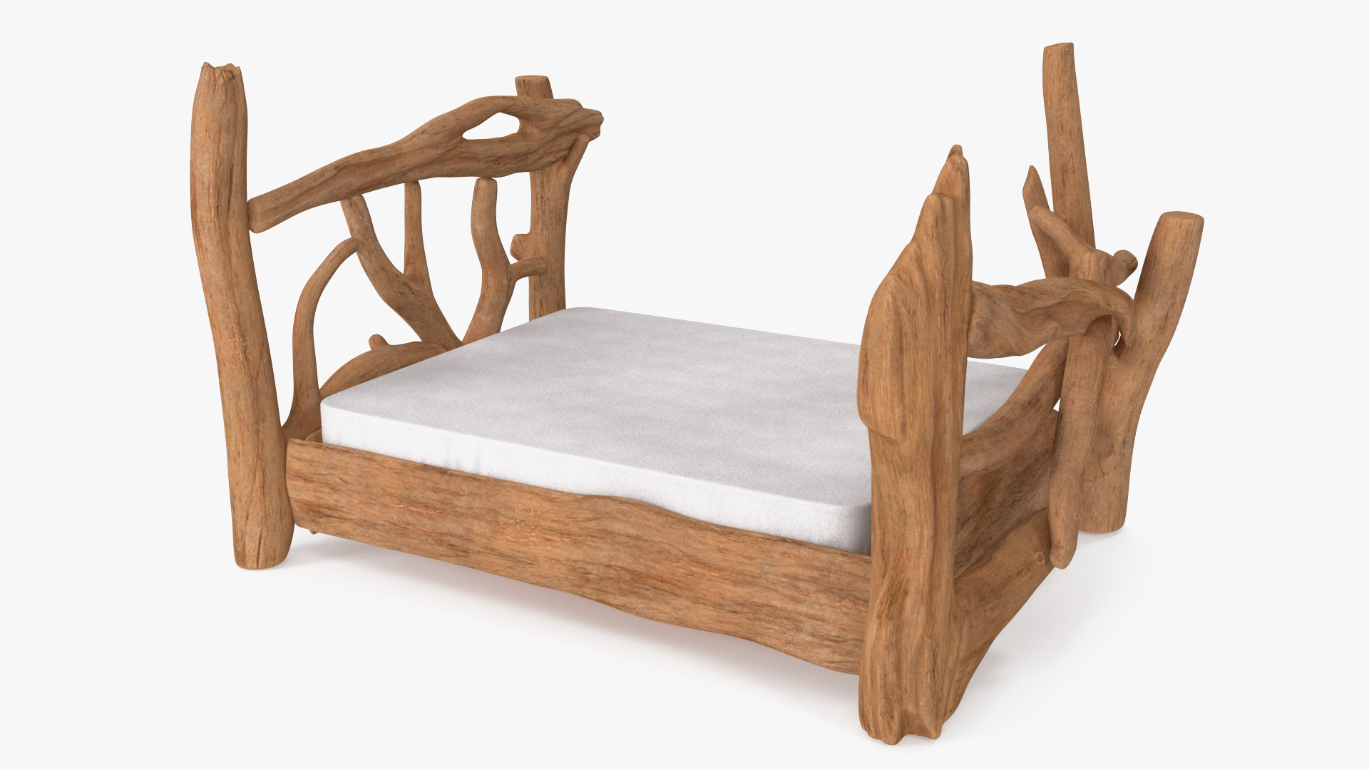 Log Rustic Snag Bed 3D model