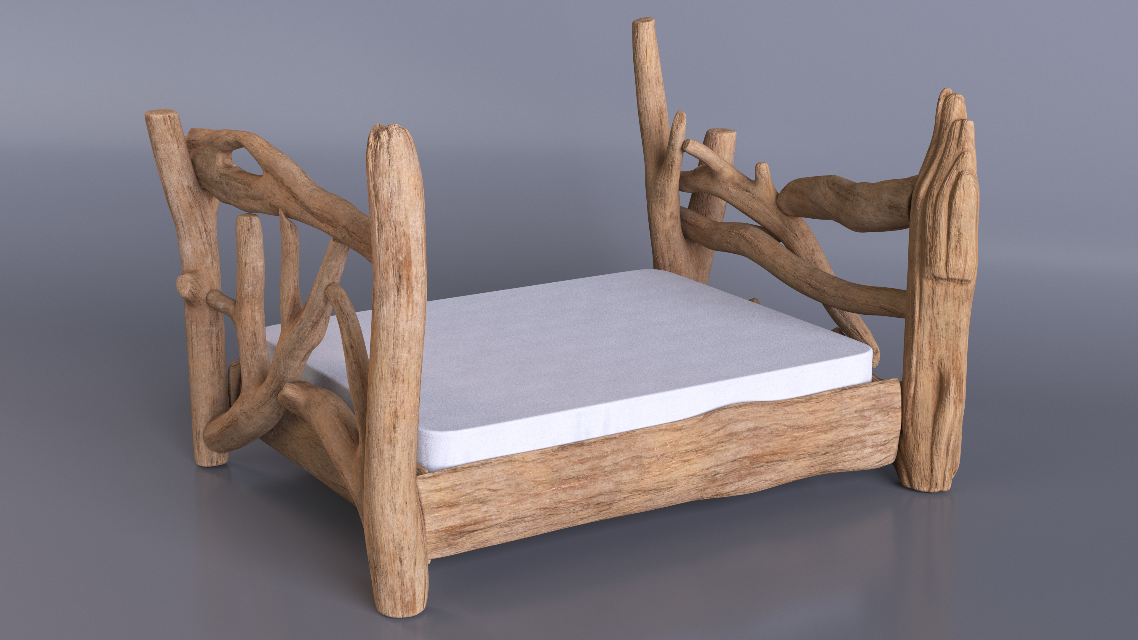 Log Rustic Snag Bed 3D model