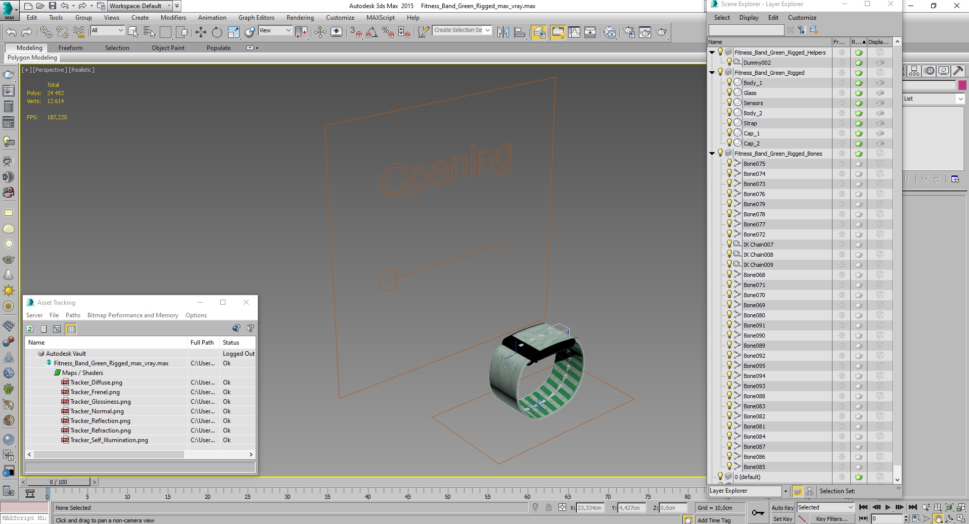 Fitness Band Green Rigged for Cinema 4D 3D model