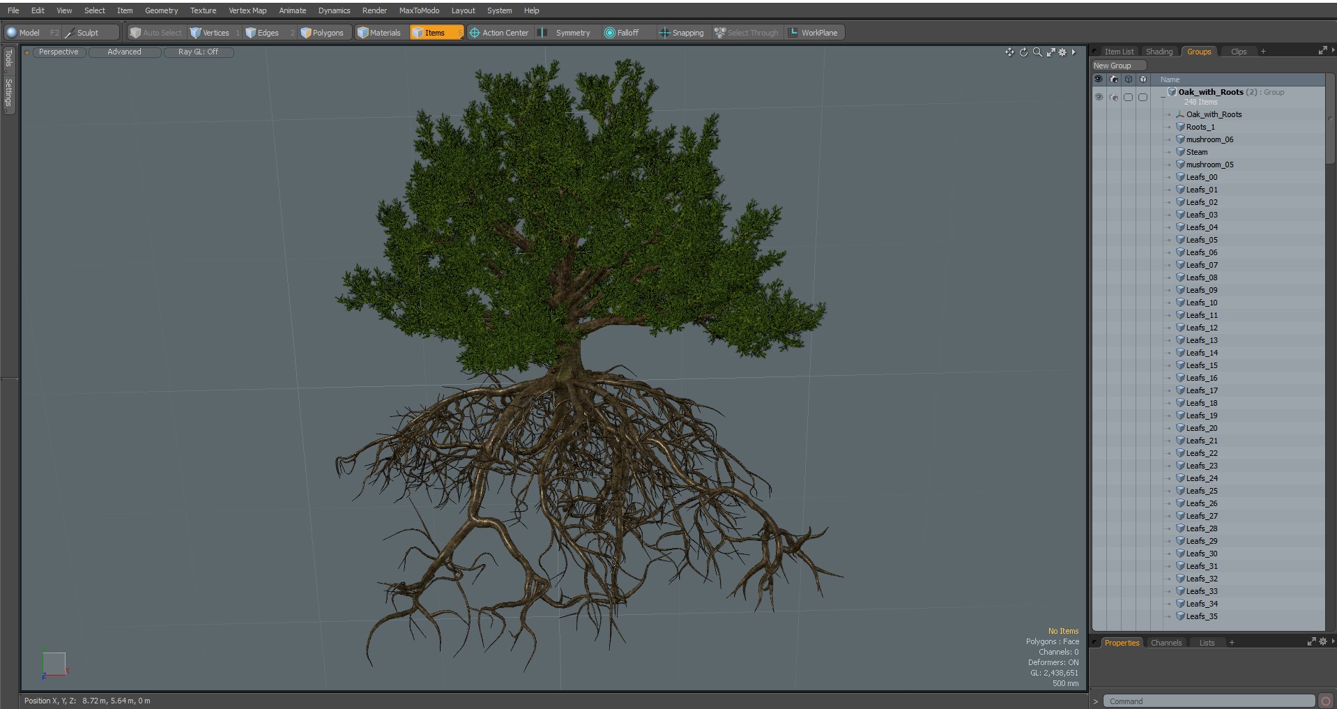 Oak with Roots 3D model
