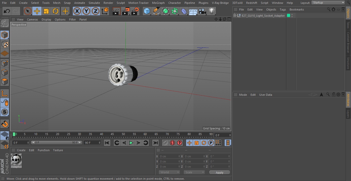 E27 GU10 Light Socket Adapter 3D model