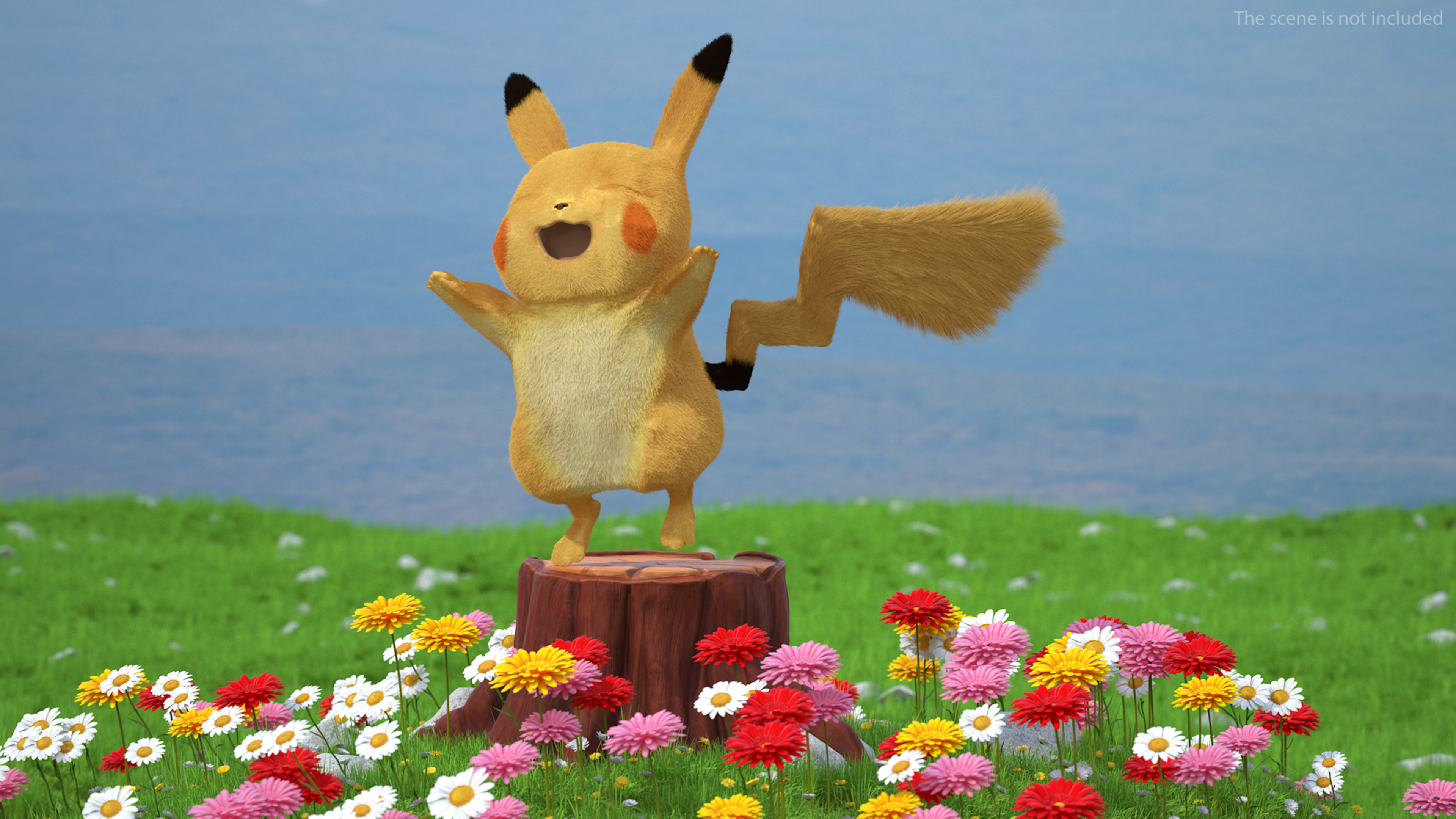 Happy Pikachu Character Fur 3D