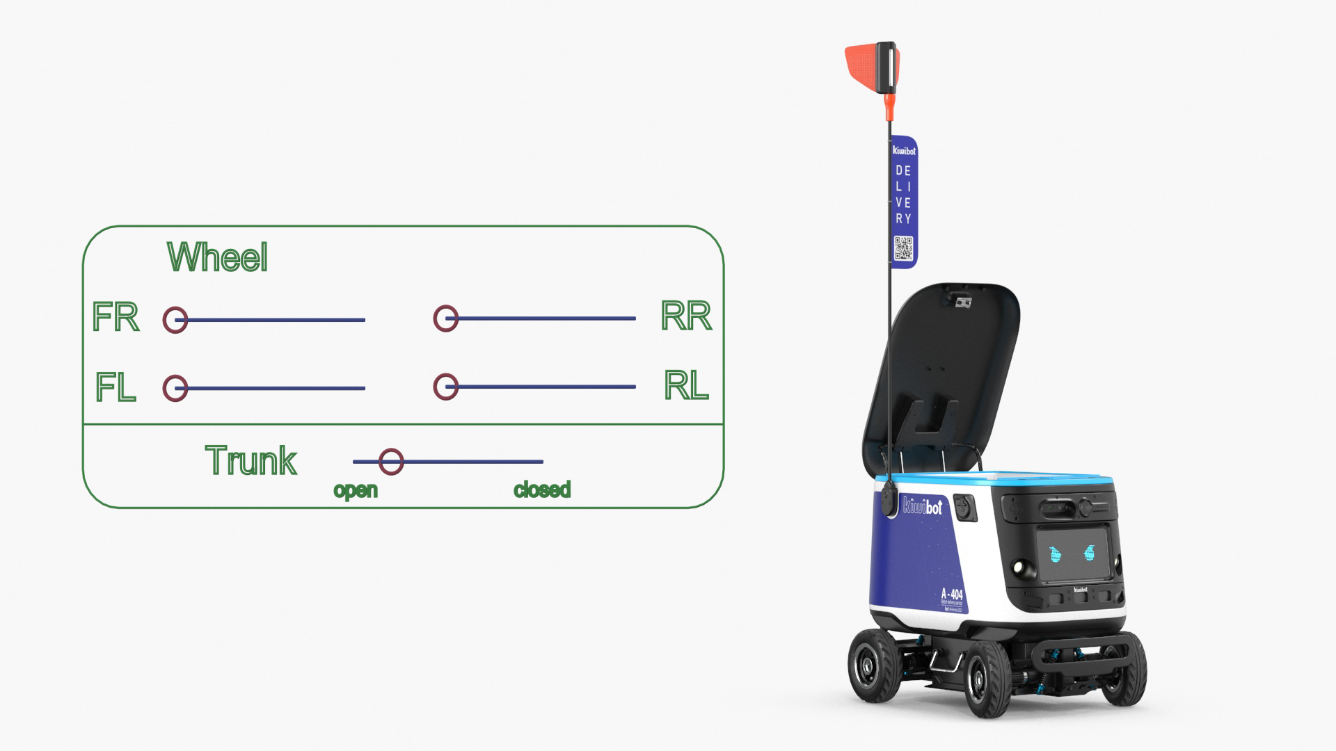 Blue Delivery Robot Kiwibot Rigged 3D model