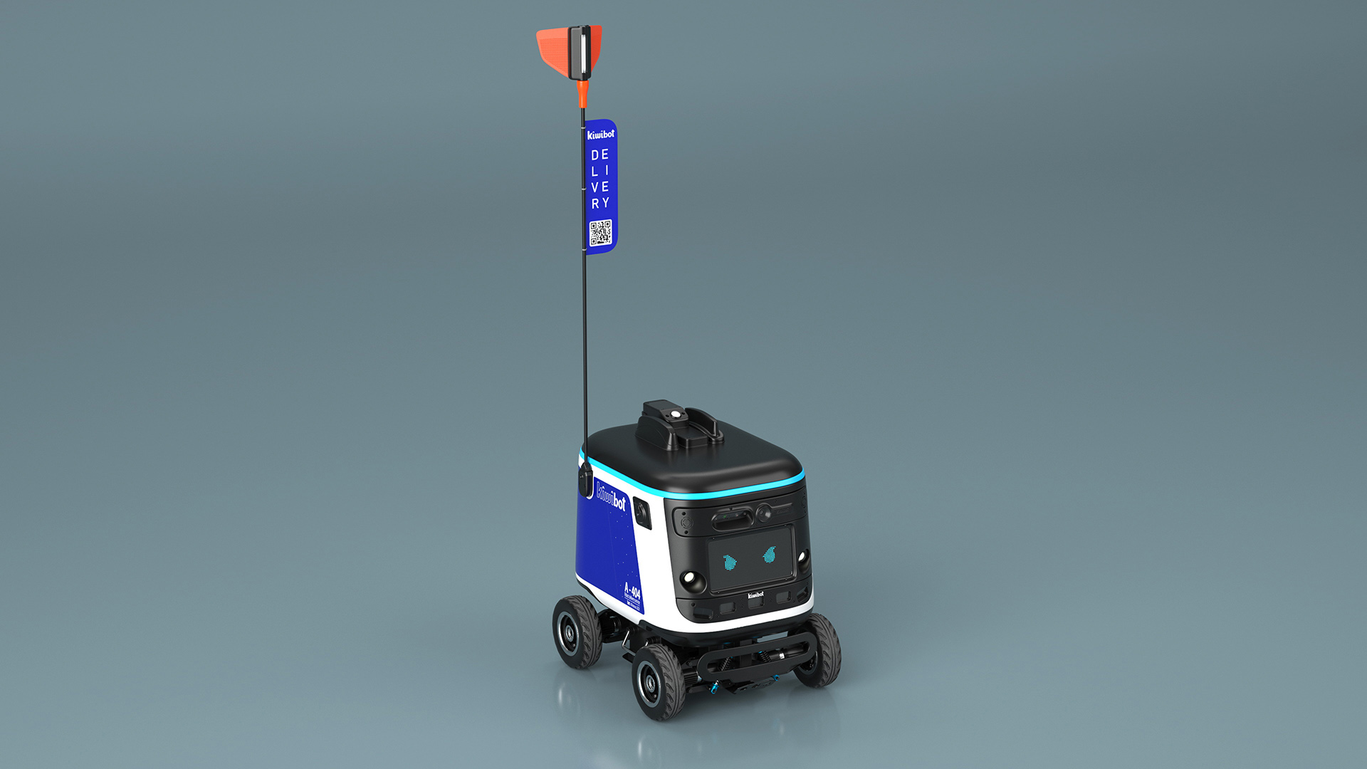 Blue Delivery Robot Kiwibot Rigged 3D model