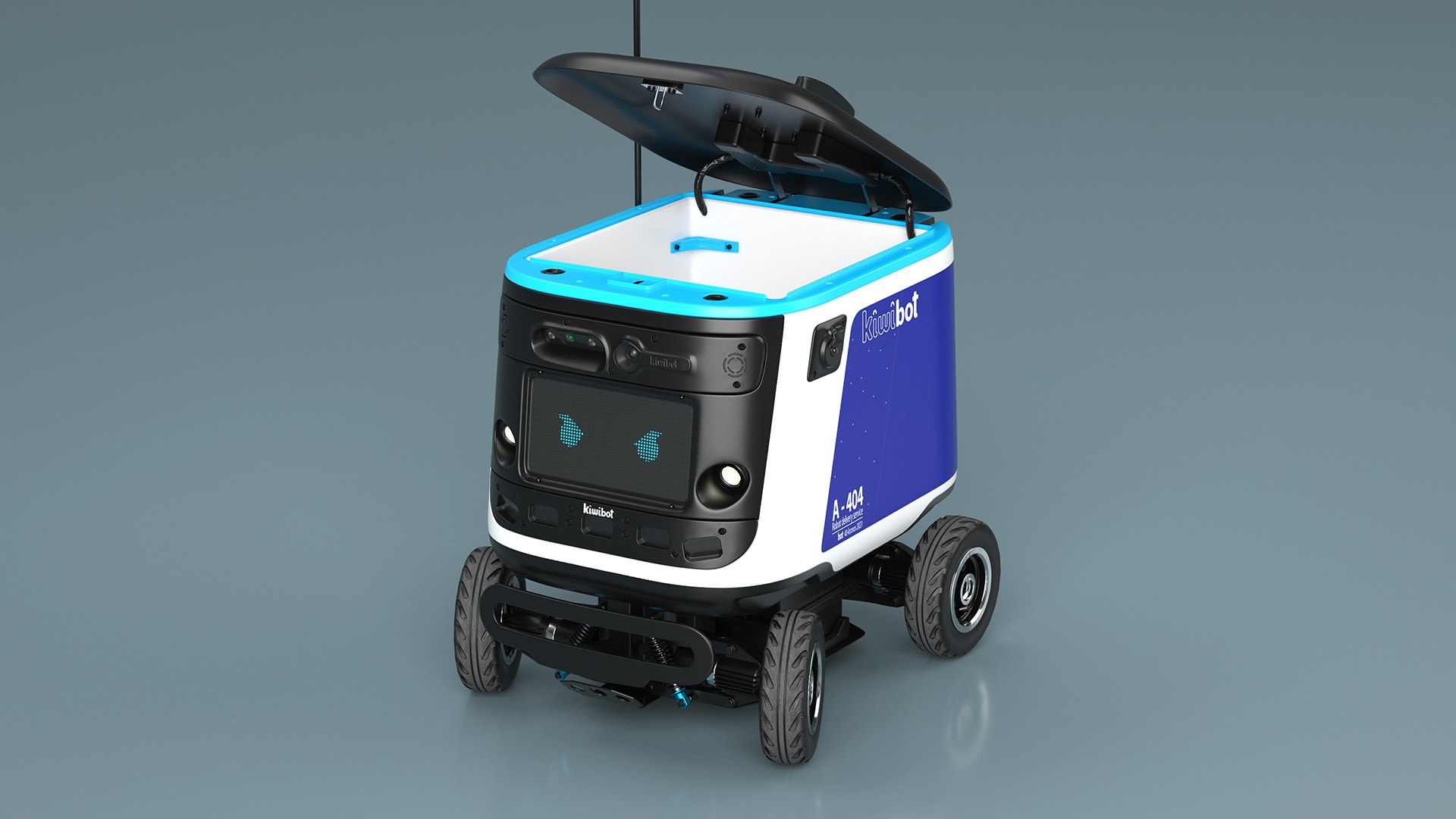 Blue Delivery Robot Kiwibot Rigged 3D model