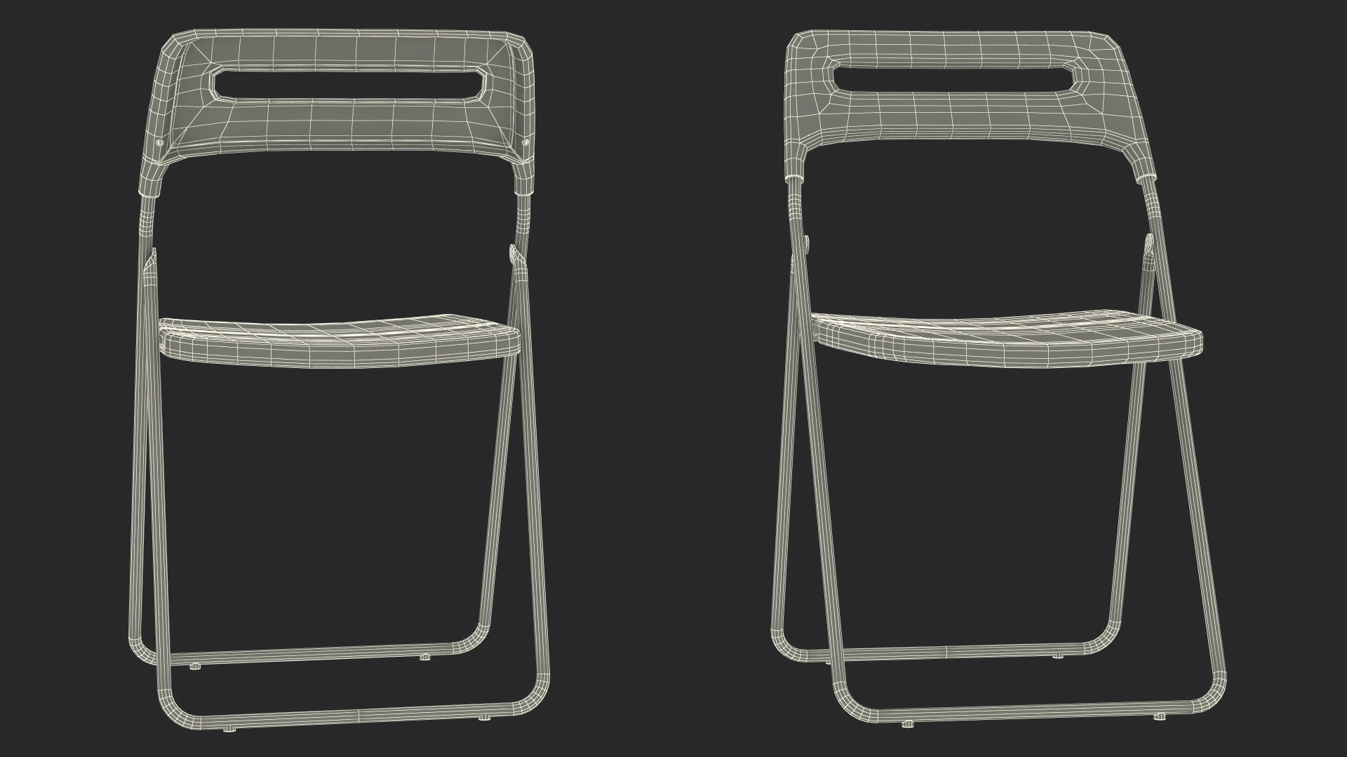 3D model Folding Plastic Furniture Black Set