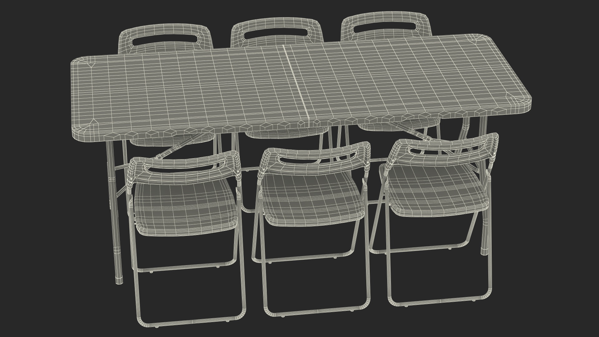 3D model Folding Plastic Furniture Black Set