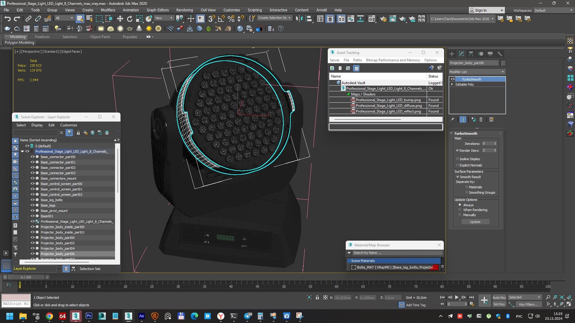 3D model Professional Stage Light LED Light 8 Channels