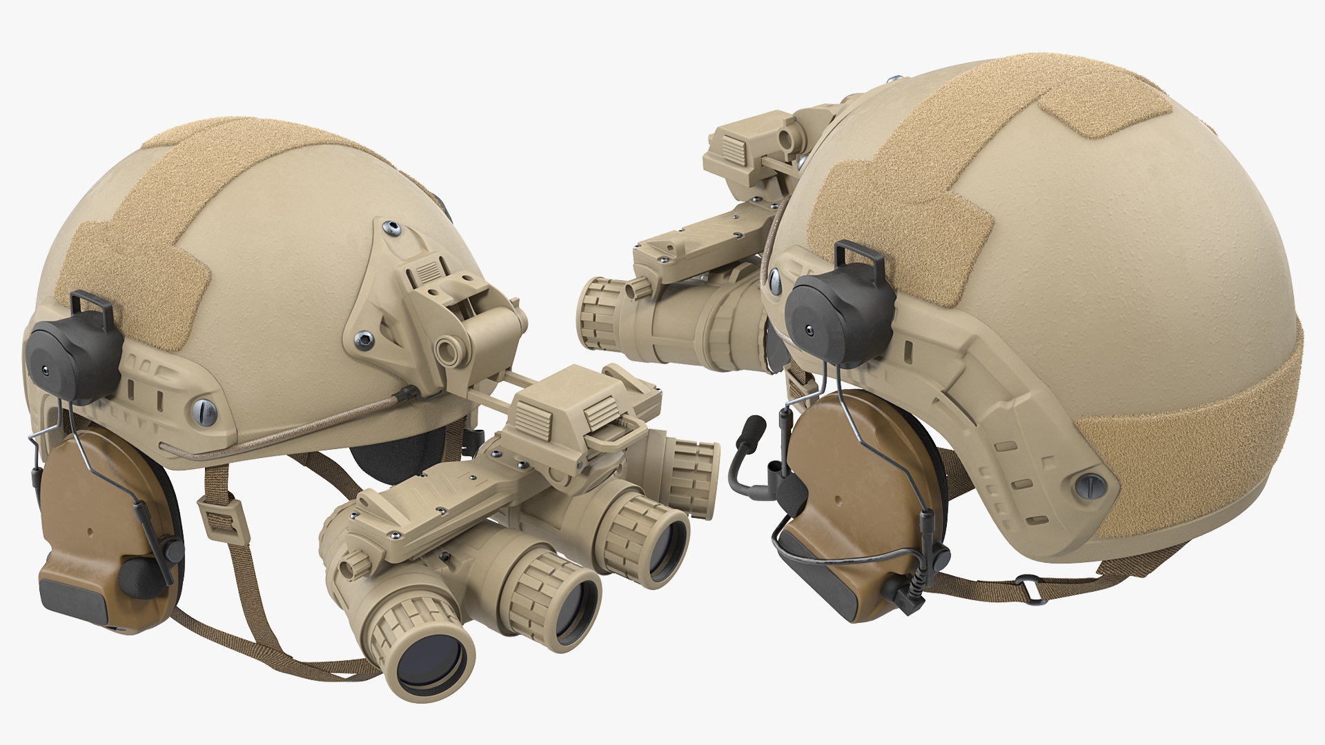 Tactical Helmet Sand Camo with Fur 3D model
