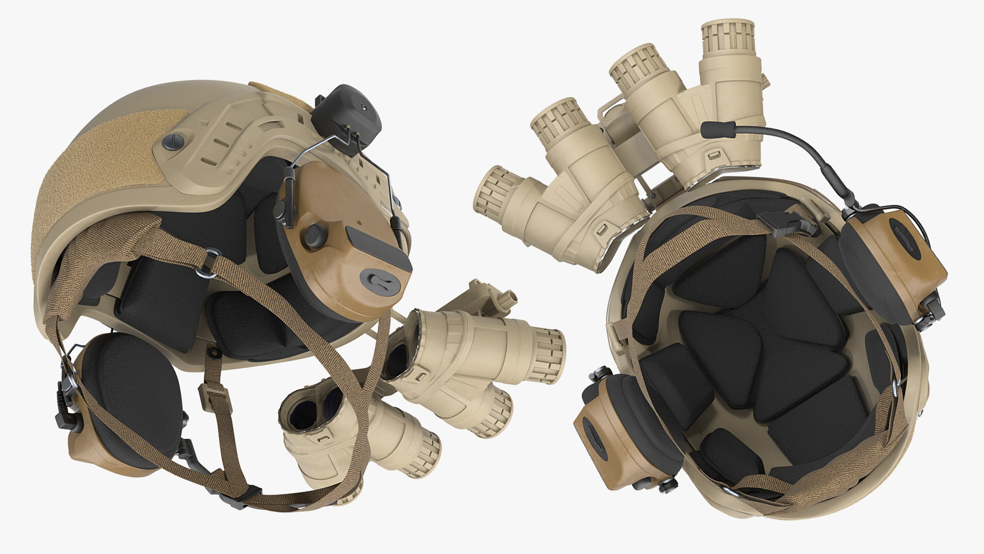 Tactical Helmet Sand Camo with Fur 3D model