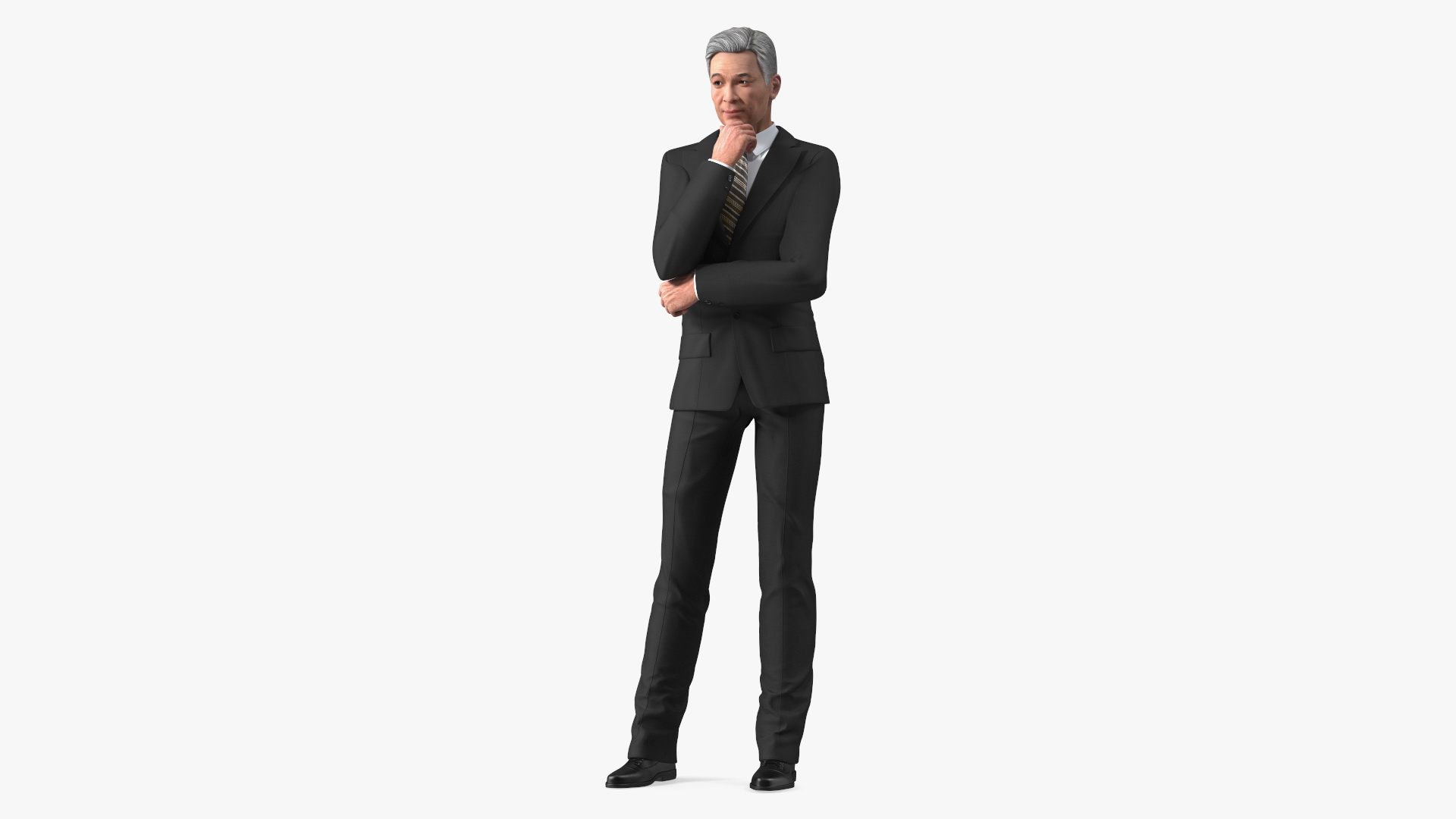 Korean Old Aged Man in Suit 3D