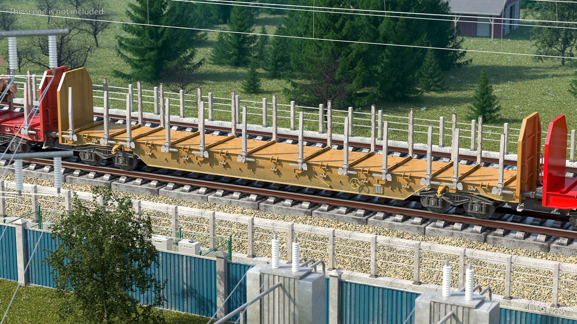 Four Axled Stake Wagon Empty Dirty 3D model