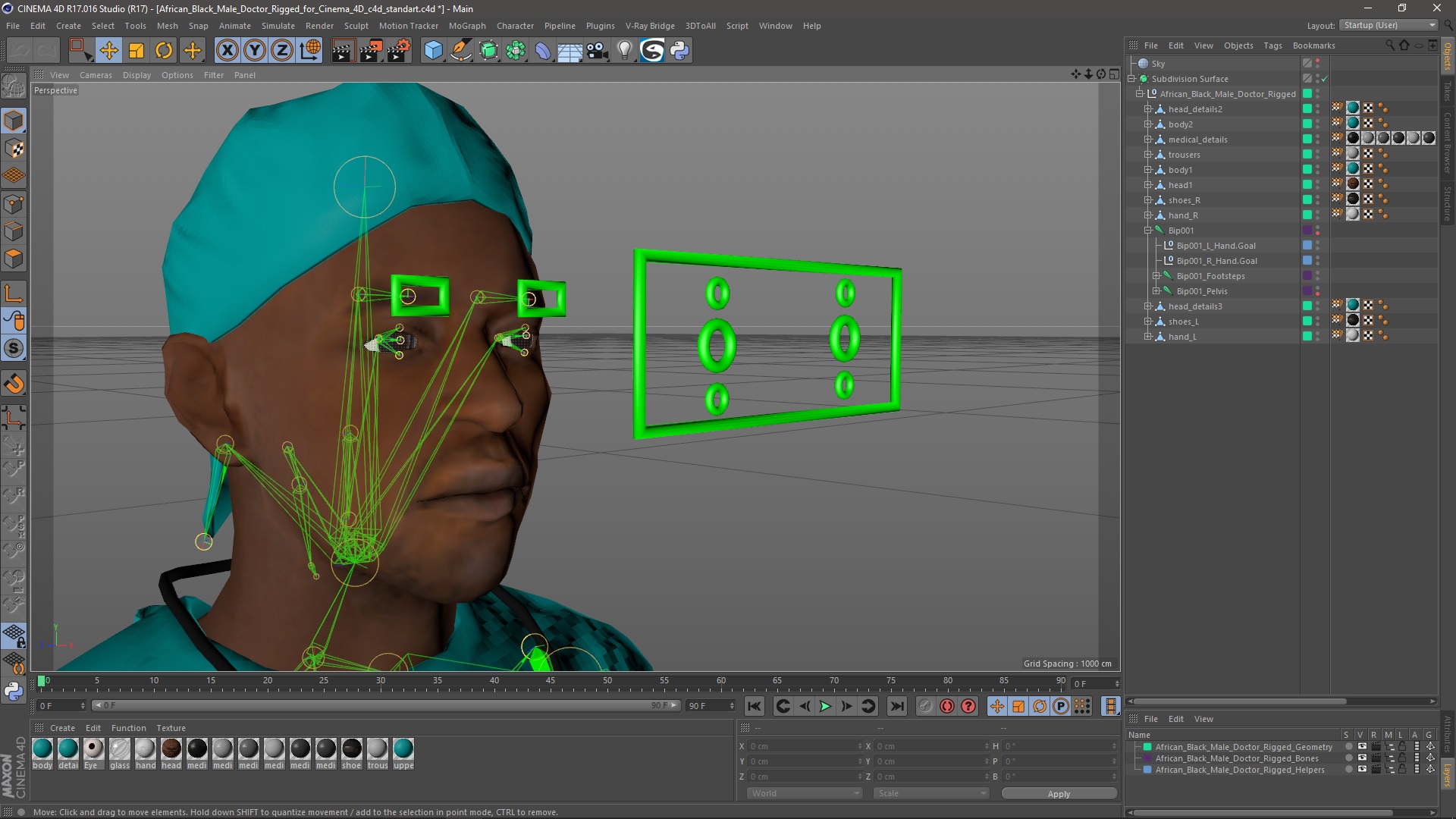 3D African Black Male Doctor Rigged for Cinema 4D