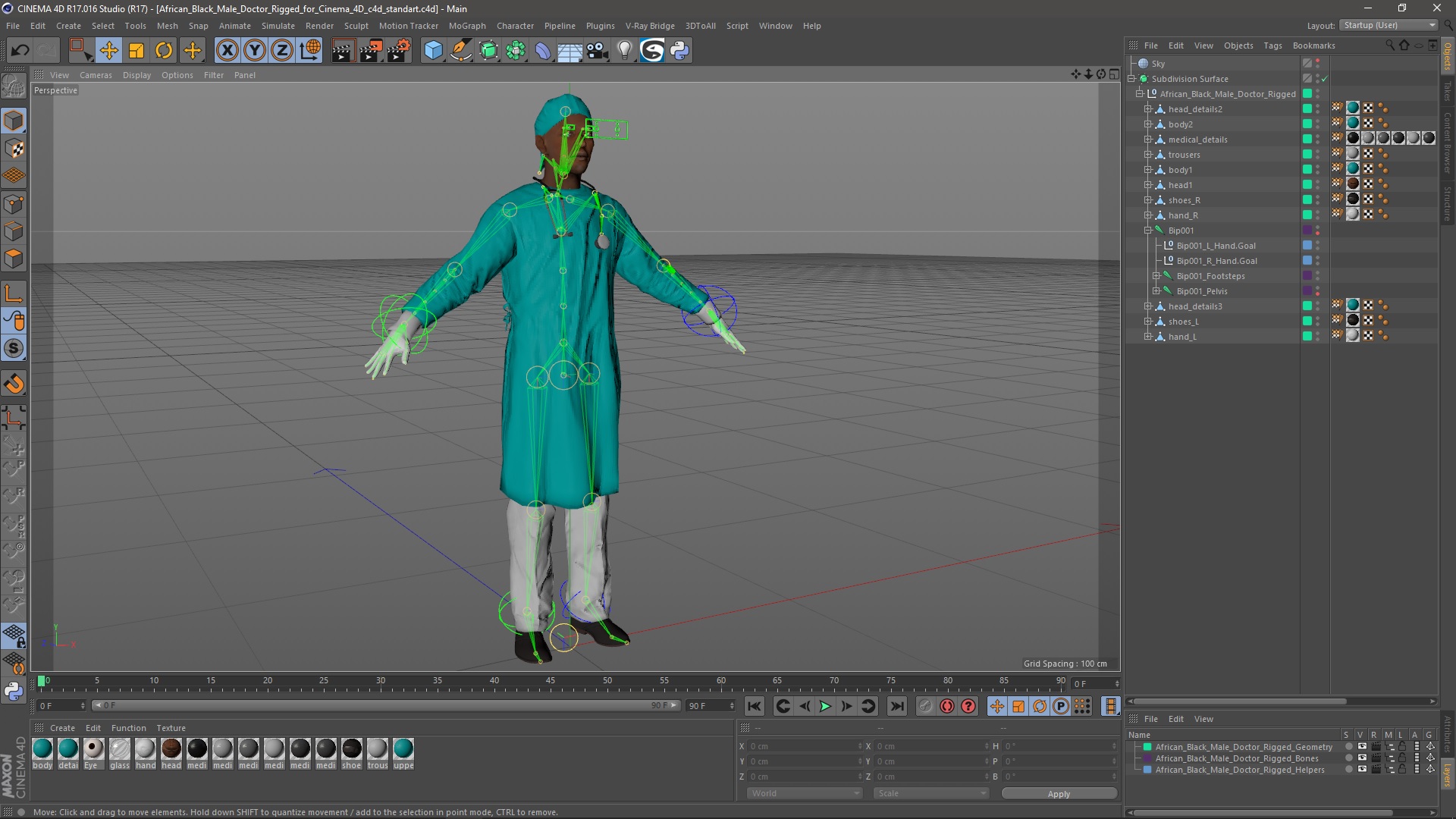 3D African Black Male Doctor Rigged for Cinema 4D