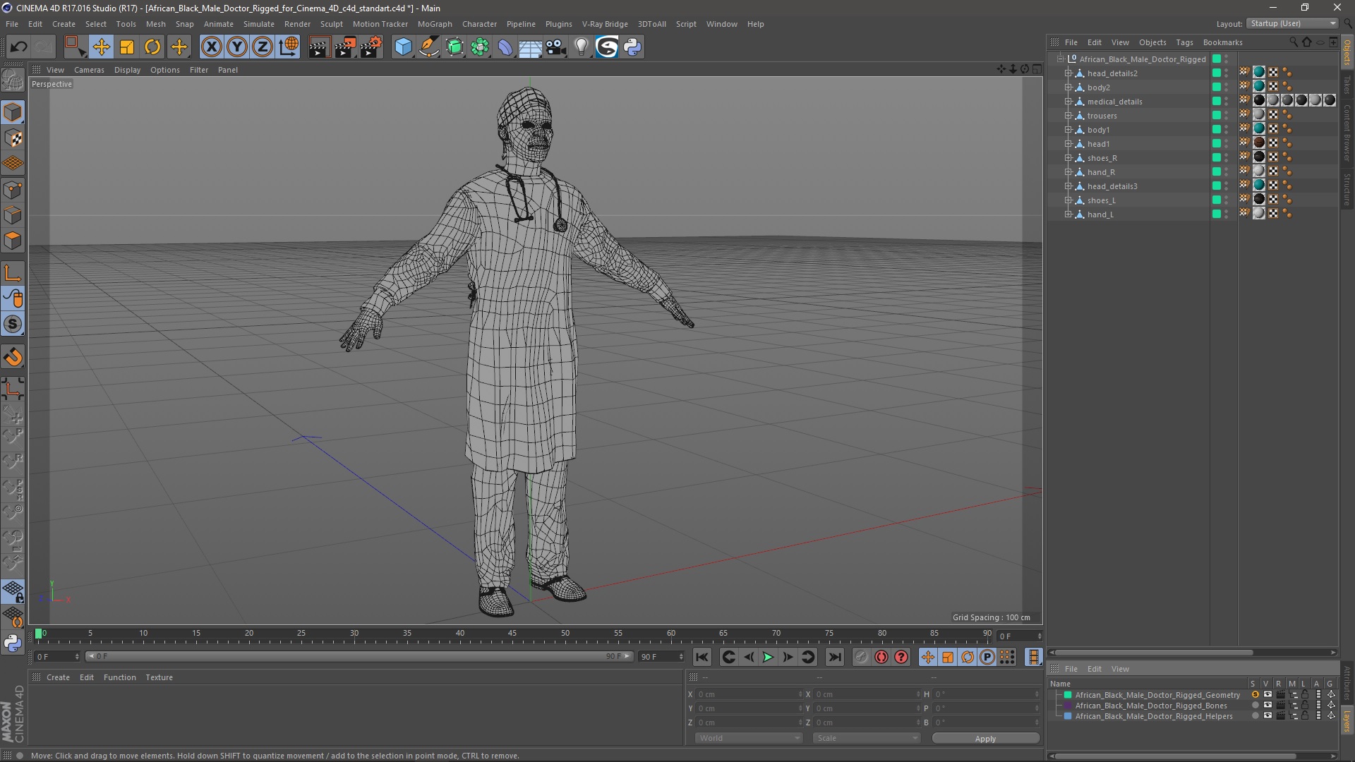 3D African Black Male Doctor Rigged for Cinema 4D