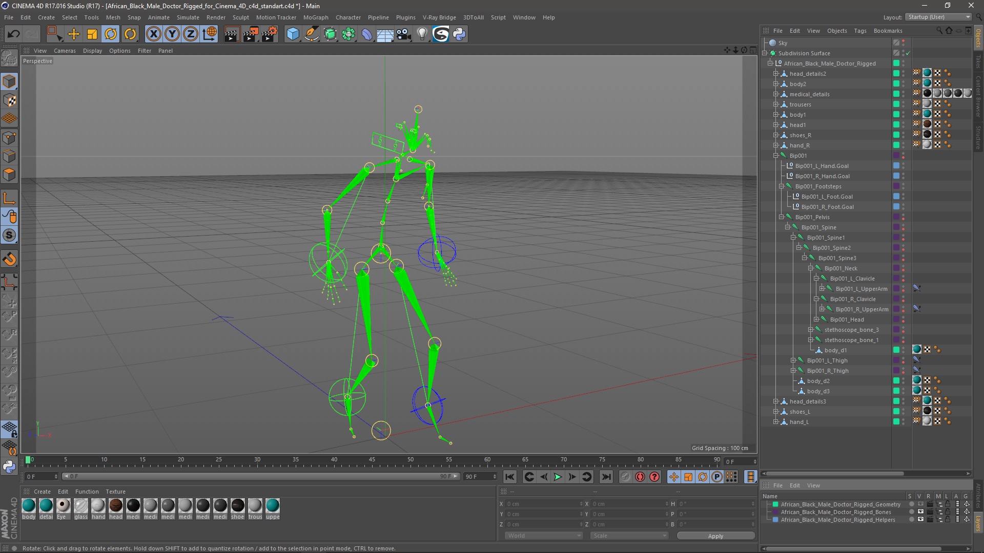 3D African Black Male Doctor Rigged for Cinema 4D