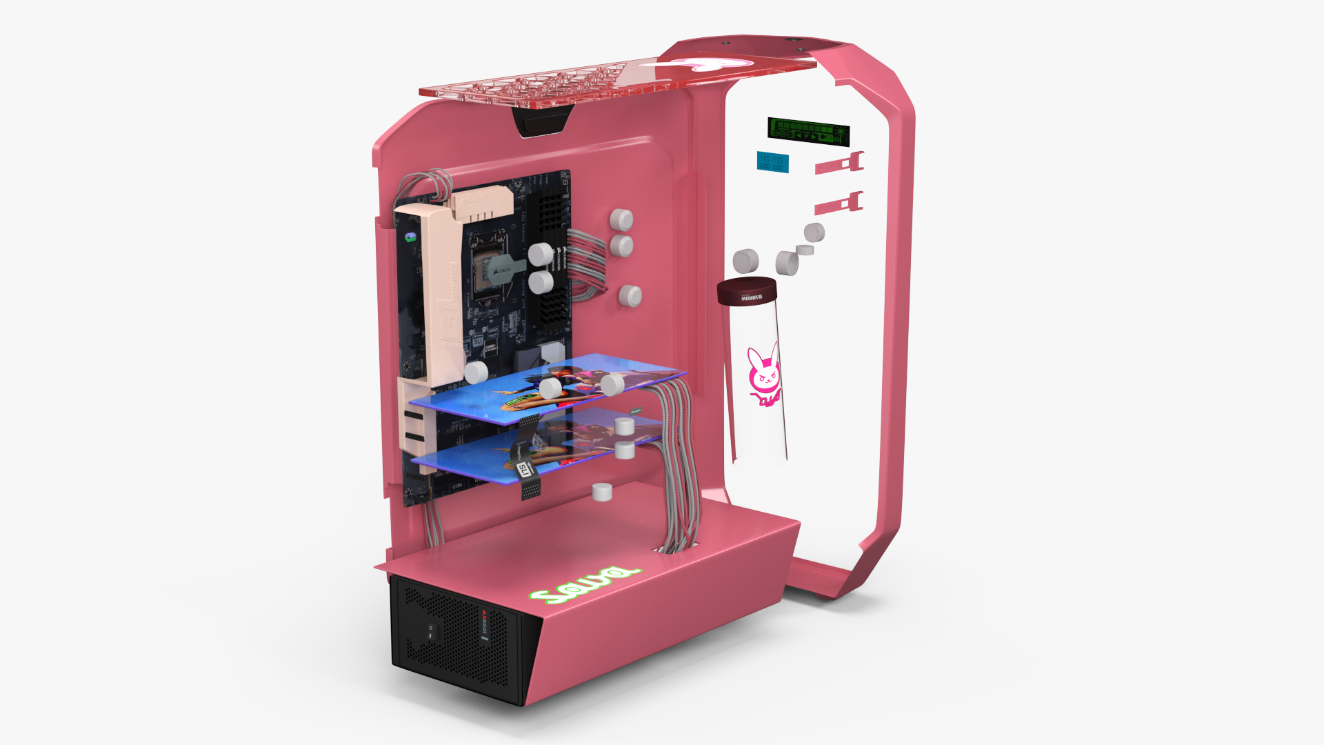 Overwatch Case Modding Gaming PC Pink 3D