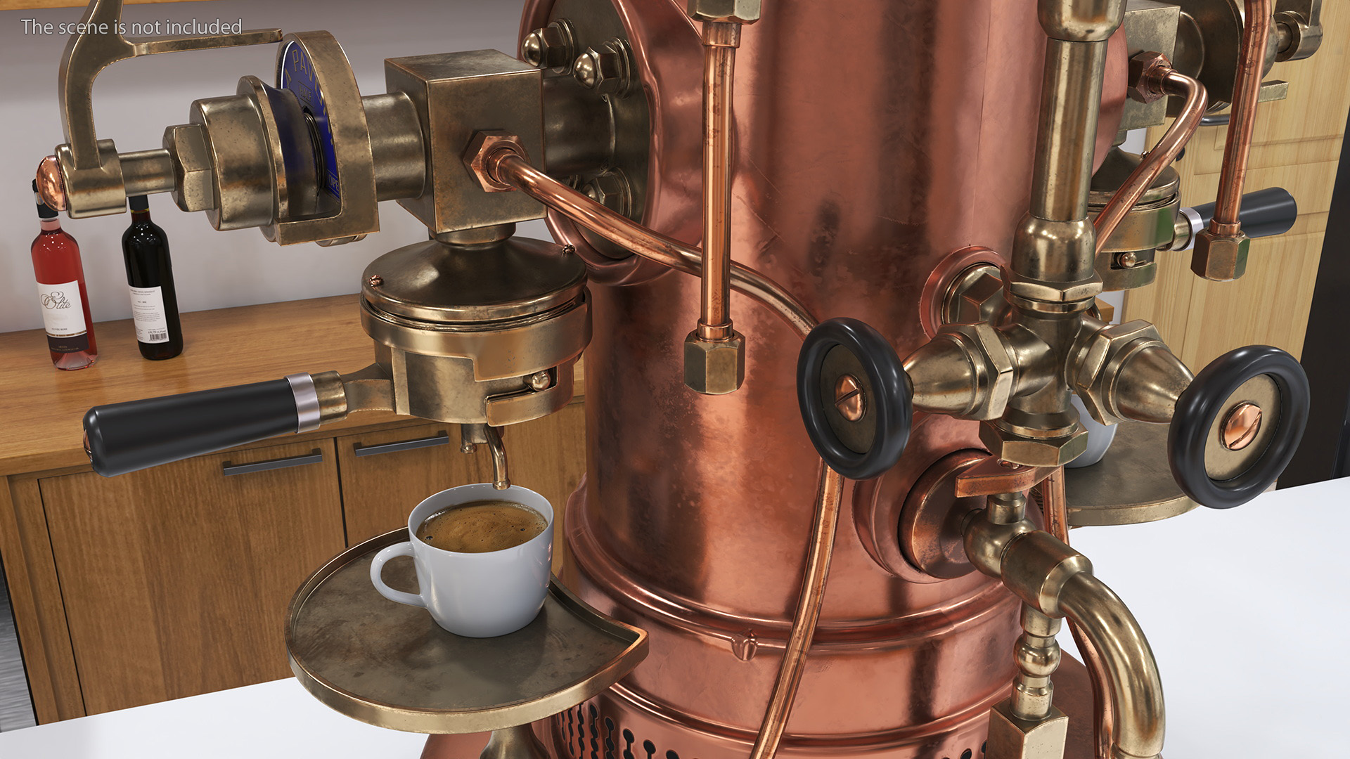 3D La Pavoni Vintage Copper Espresso Machine with Coffee model