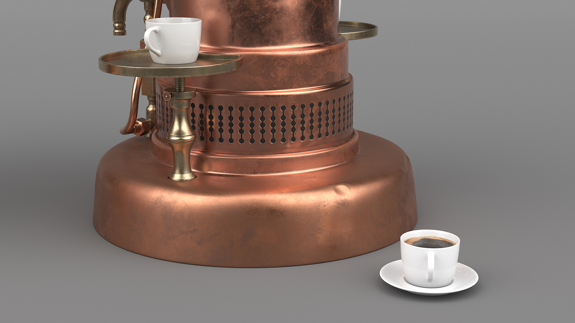3D La Pavoni Vintage Copper Espresso Machine with Coffee model