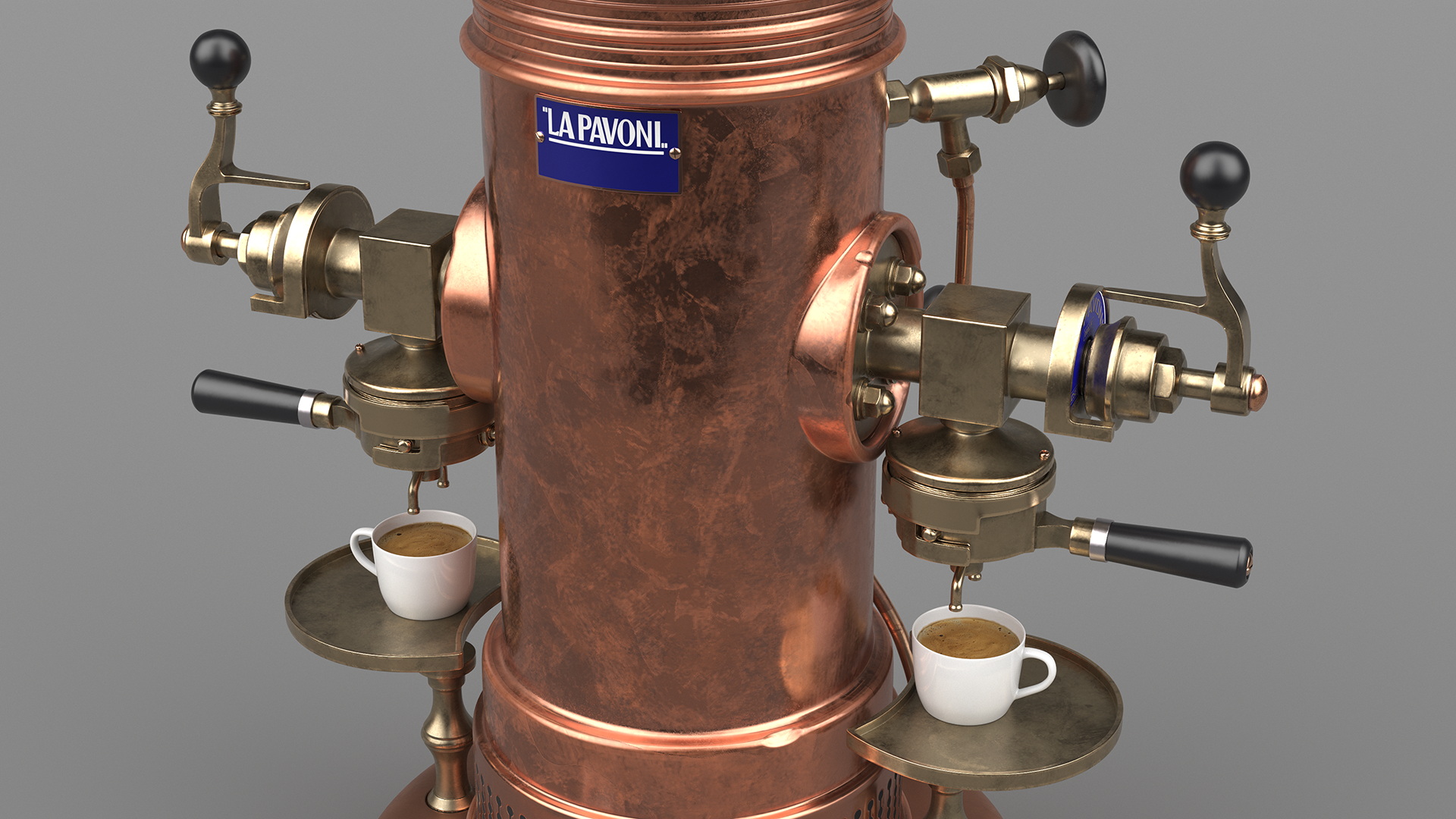 3D La Pavoni Vintage Copper Espresso Machine with Coffee model
