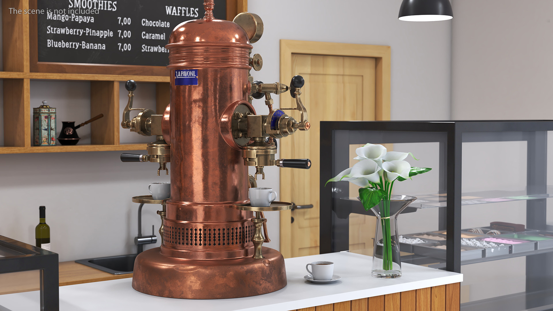 3D La Pavoni Vintage Copper Espresso Machine with Coffee model