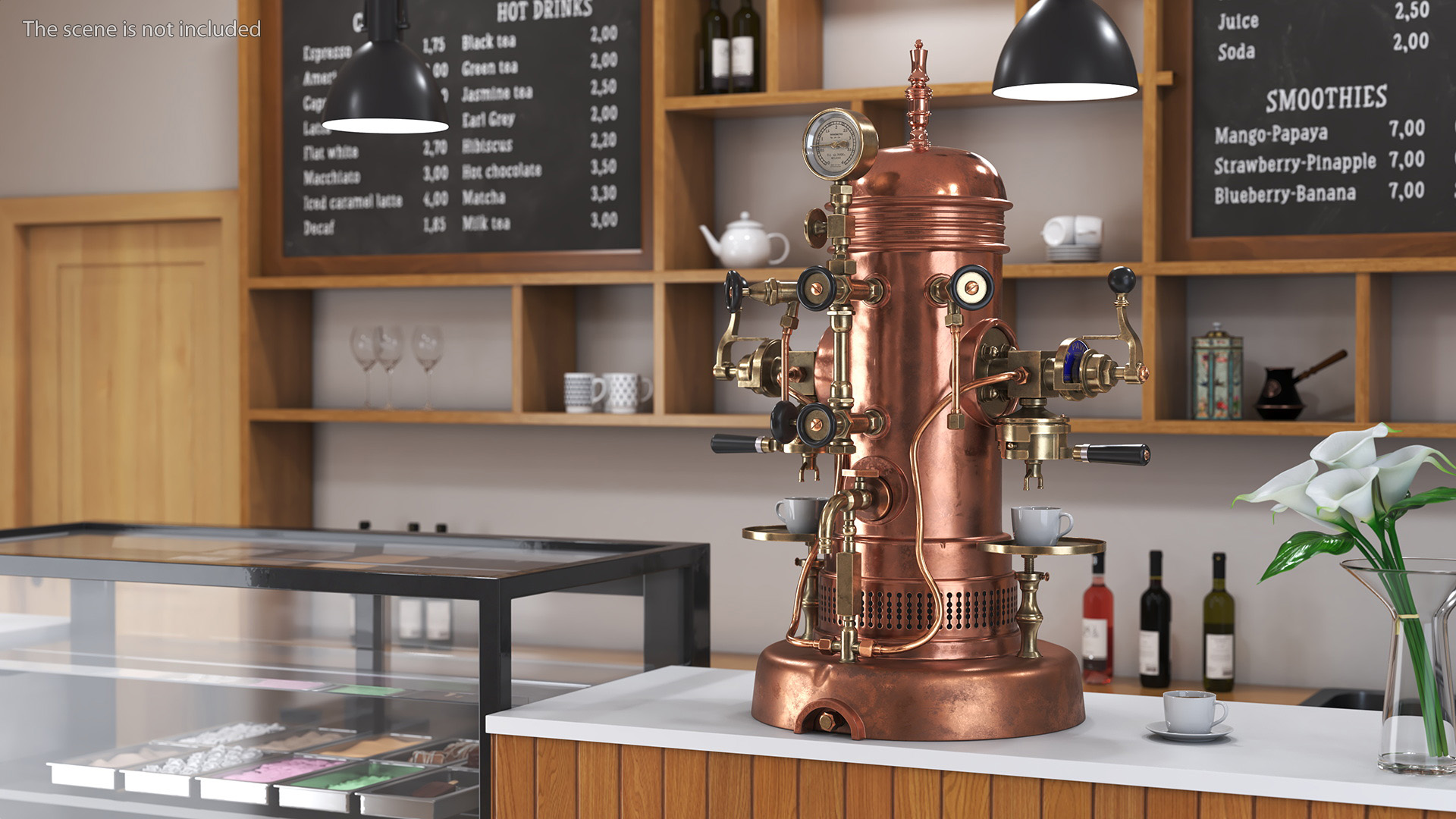 3D La Pavoni Vintage Copper Espresso Machine with Coffee model