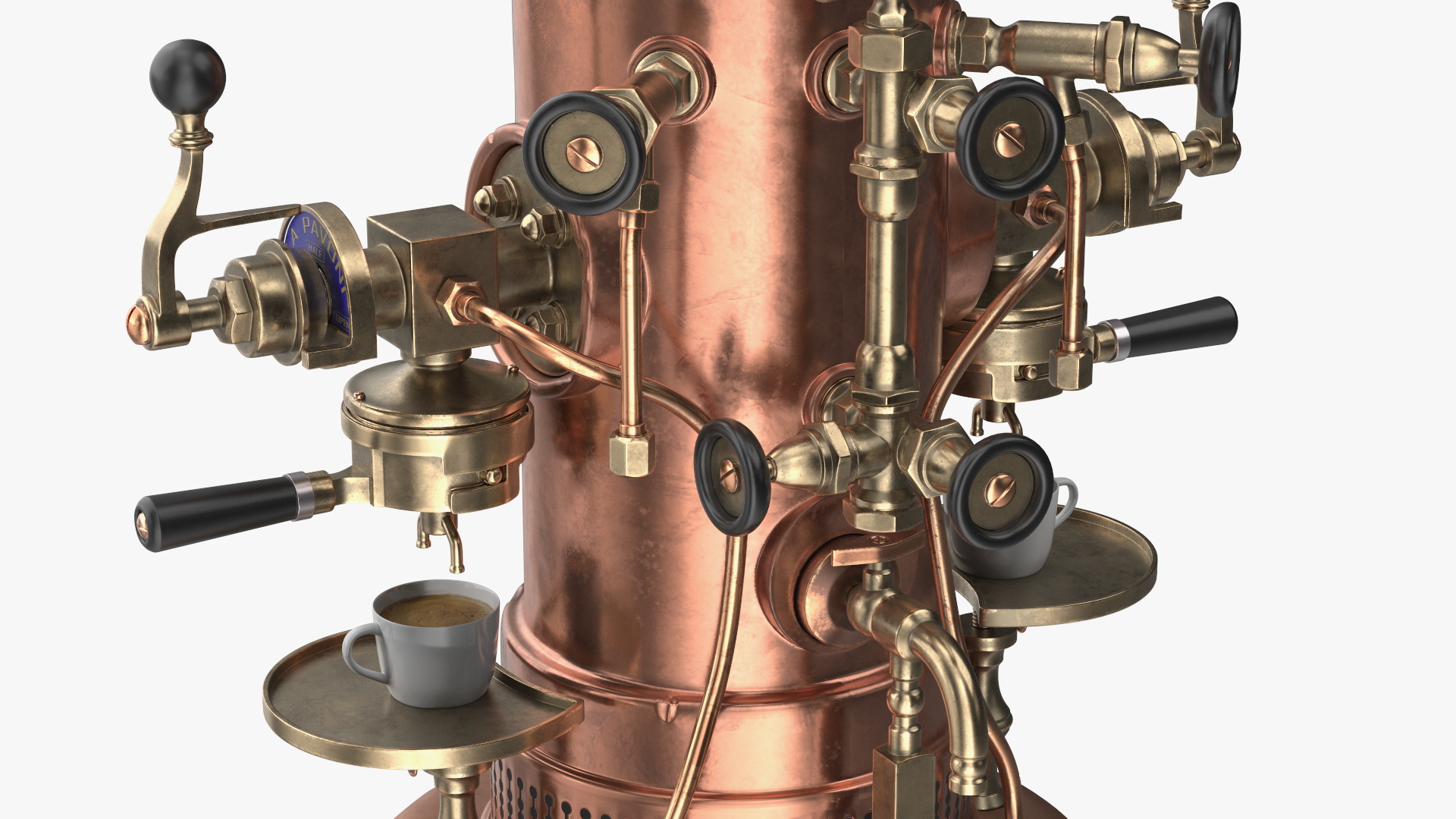 3D La Pavoni Vintage Copper Espresso Machine with Coffee model