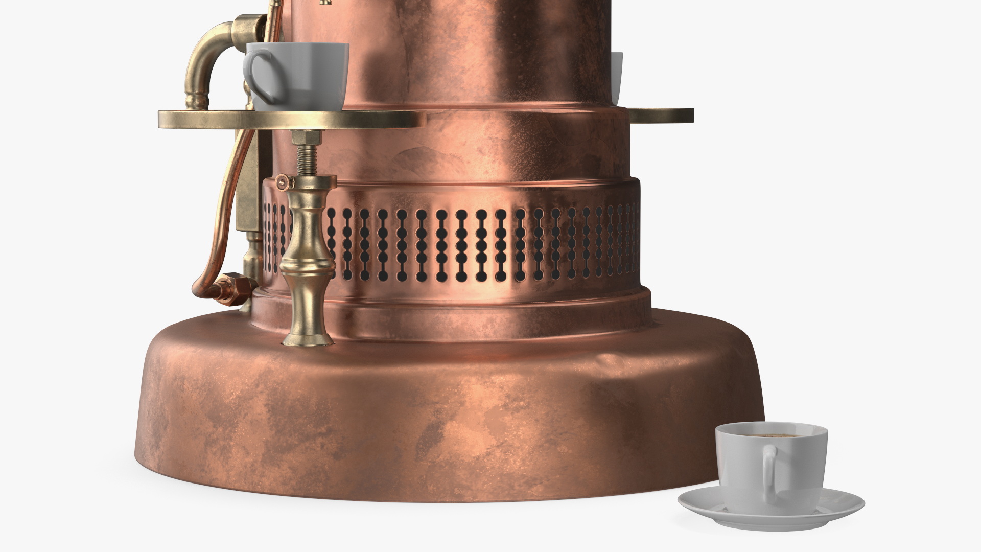 3D La Pavoni Vintage Copper Espresso Machine with Coffee model