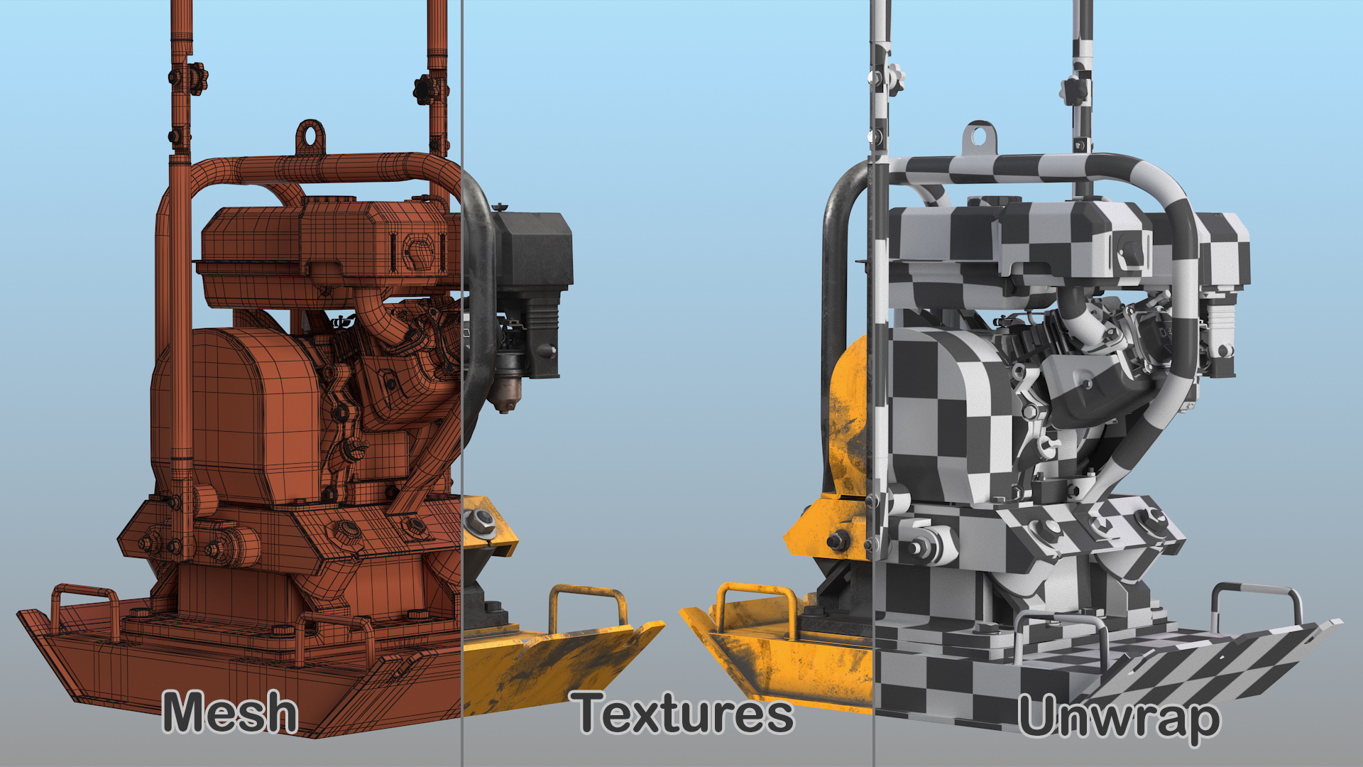 Gasoline Vibratory Plate Compactor Dirty Rigged 3D