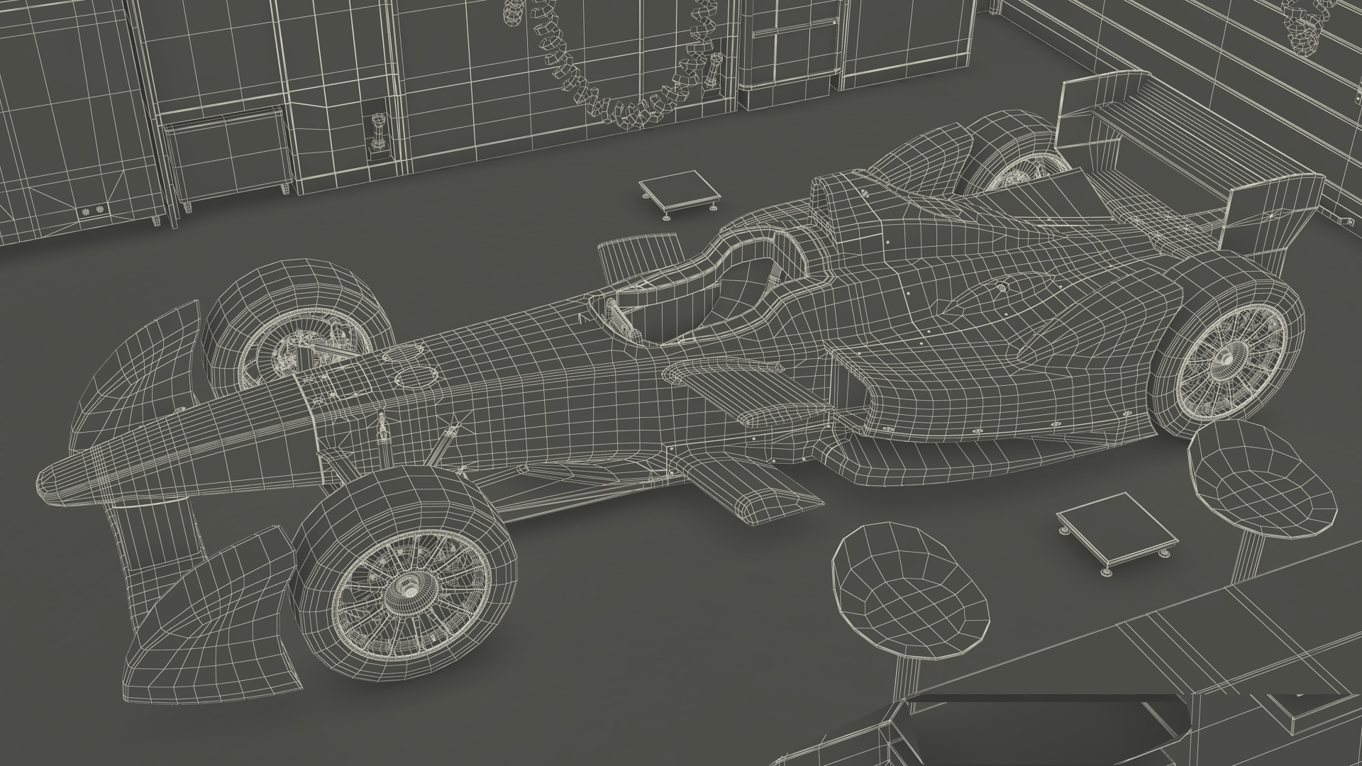 Motorsport Workshop and Formula E Race Car 3D