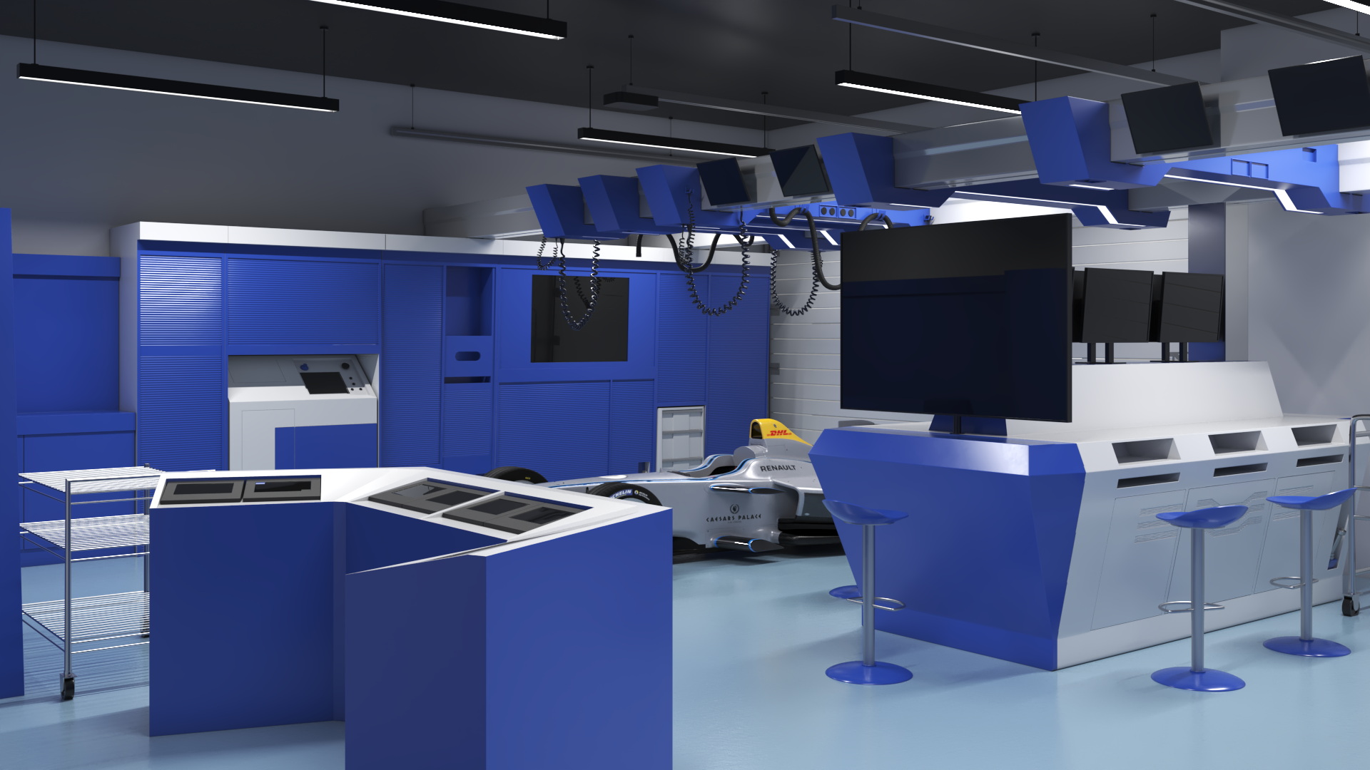 Motorsport Workshop and Formula E Race Car 3D