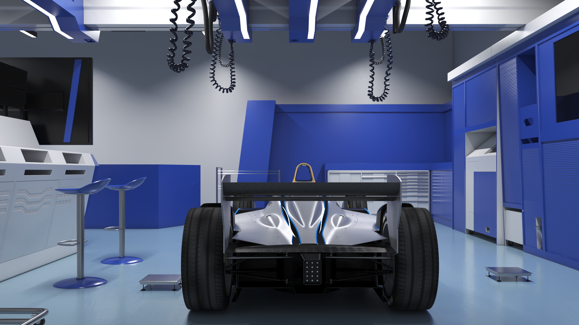 Motorsport Workshop and Formula E Race Car 3D