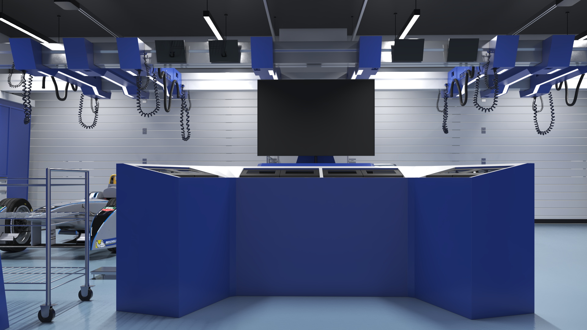 Motorsport Workshop and Formula E Race Car 3D