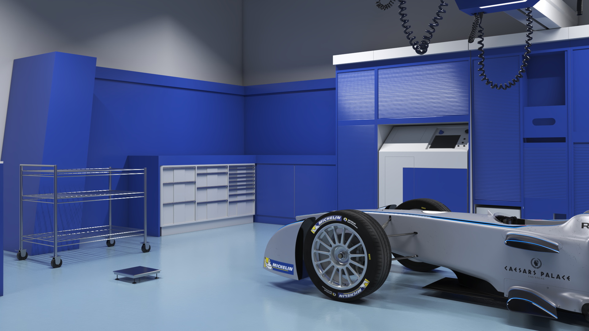 Motorsport Workshop and Formula E Race Car 3D