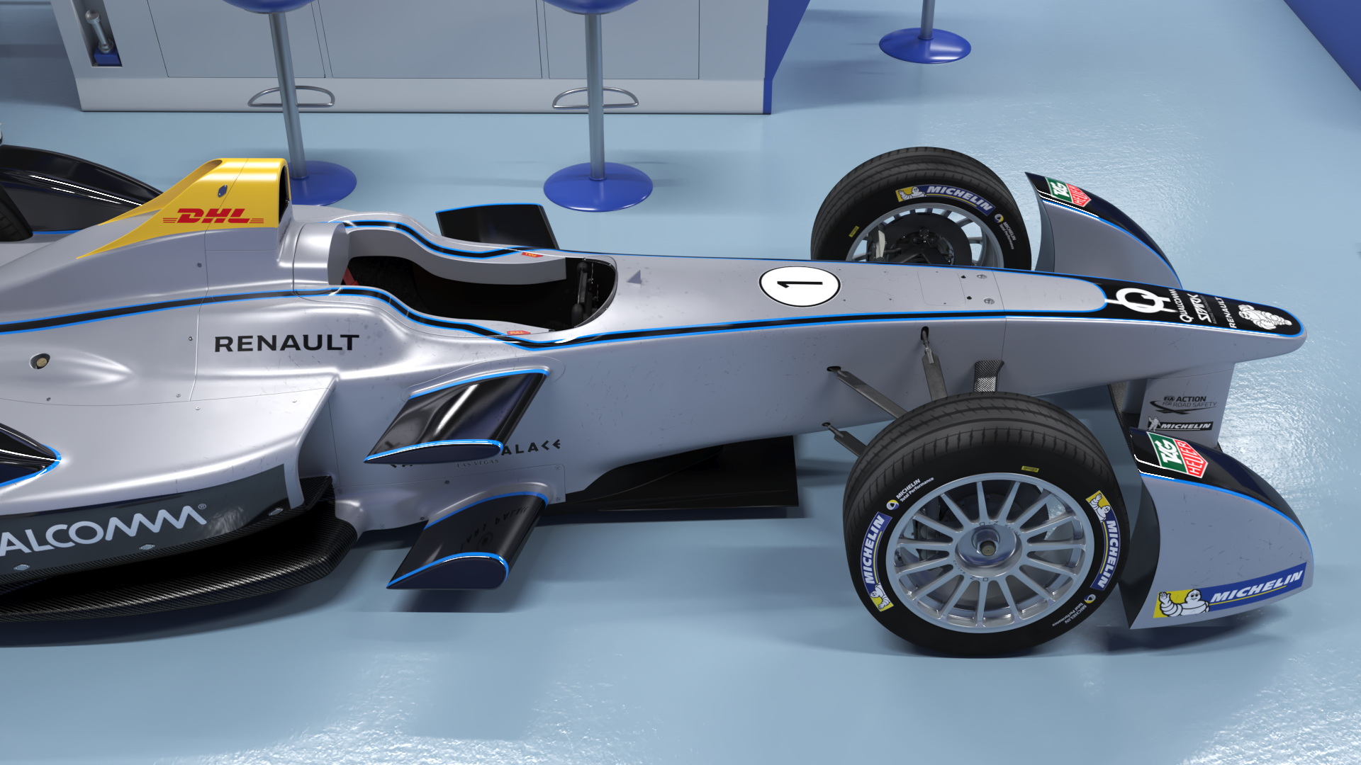 Motorsport Workshop and Formula E Race Car 3D