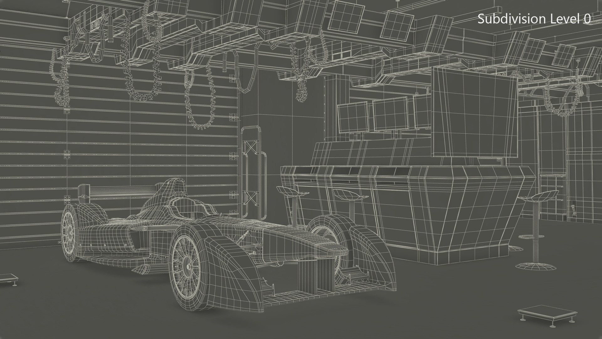 Motorsport Workshop and Formula E Race Car 3D