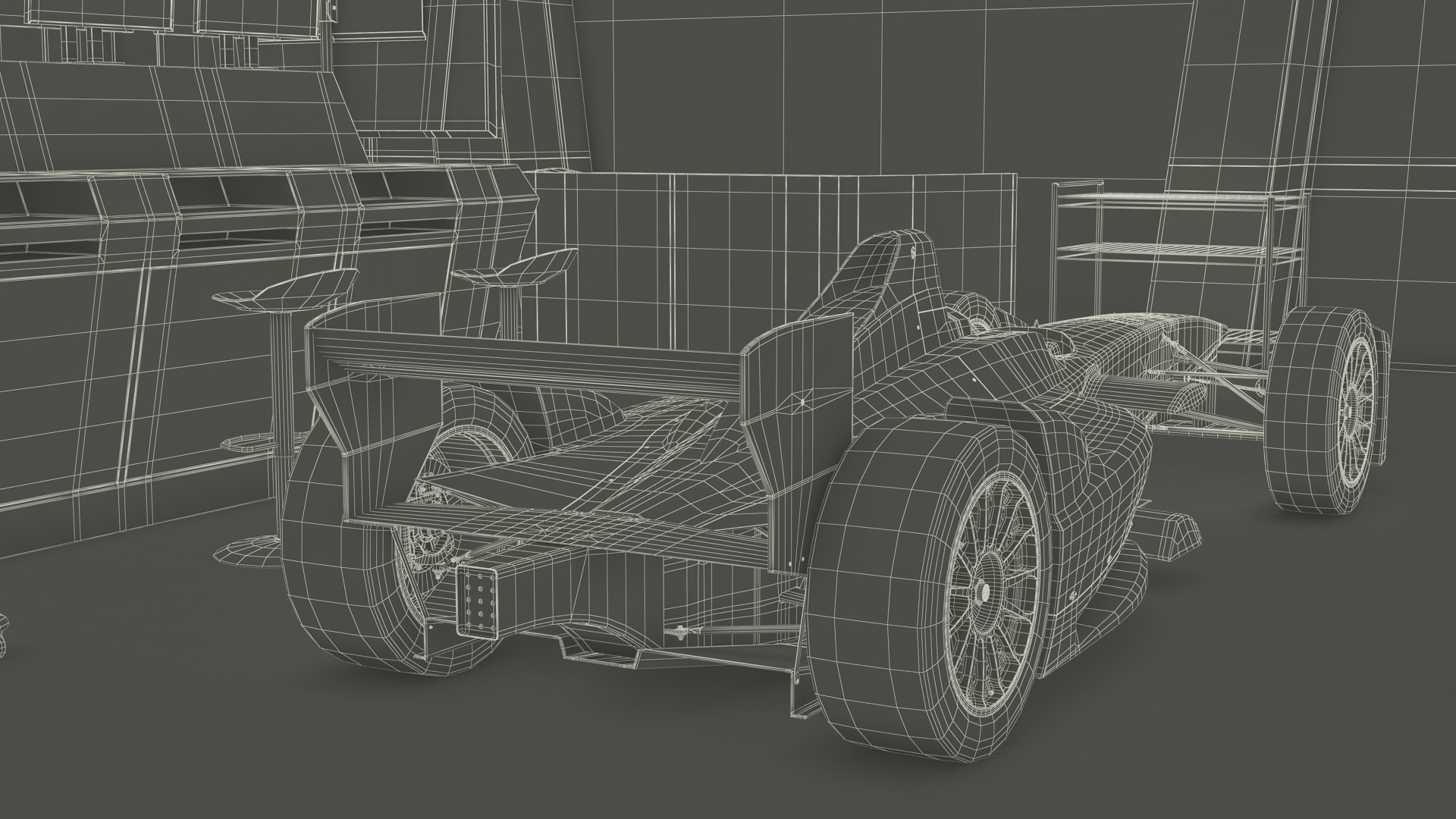Motorsport Workshop and Formula E Race Car 3D