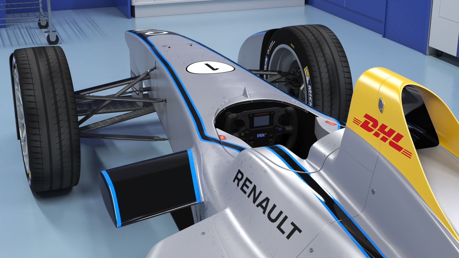 Motorsport Workshop and Formula E Race Car 3D