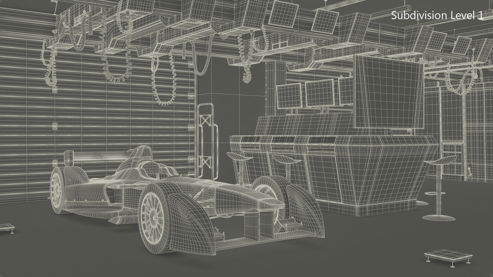 Motorsport Workshop and Formula E Race Car 3D