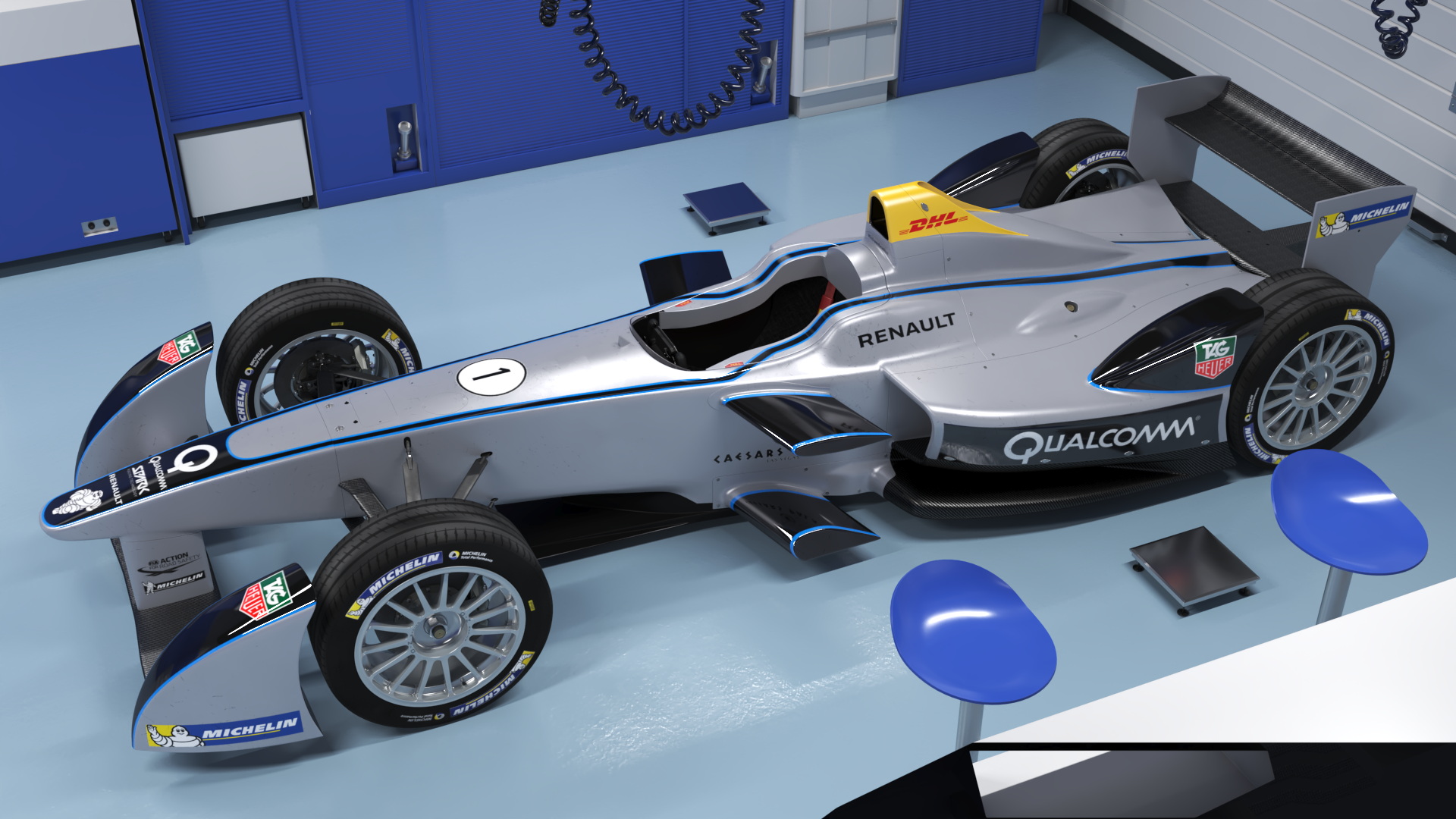 Motorsport Workshop and Formula E Race Car 3D