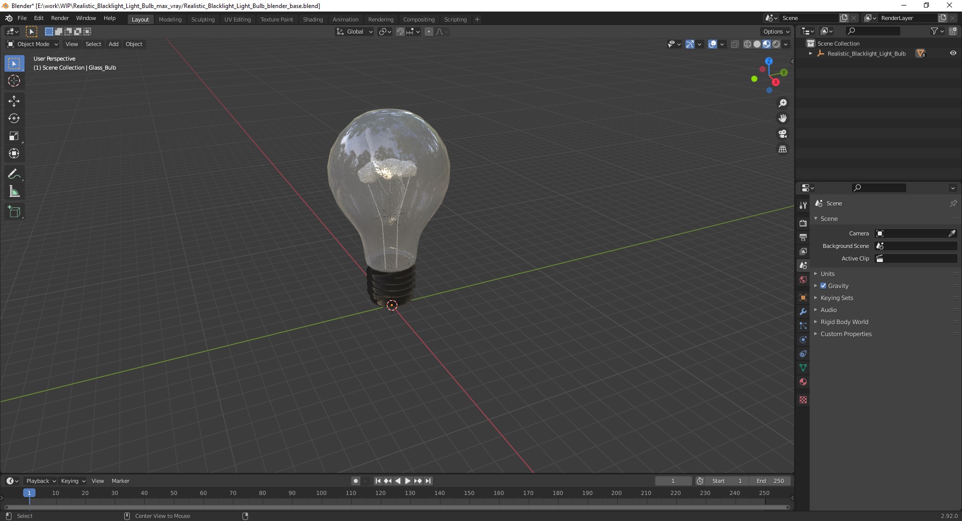 3D Realistic Blacklight Light Bulb