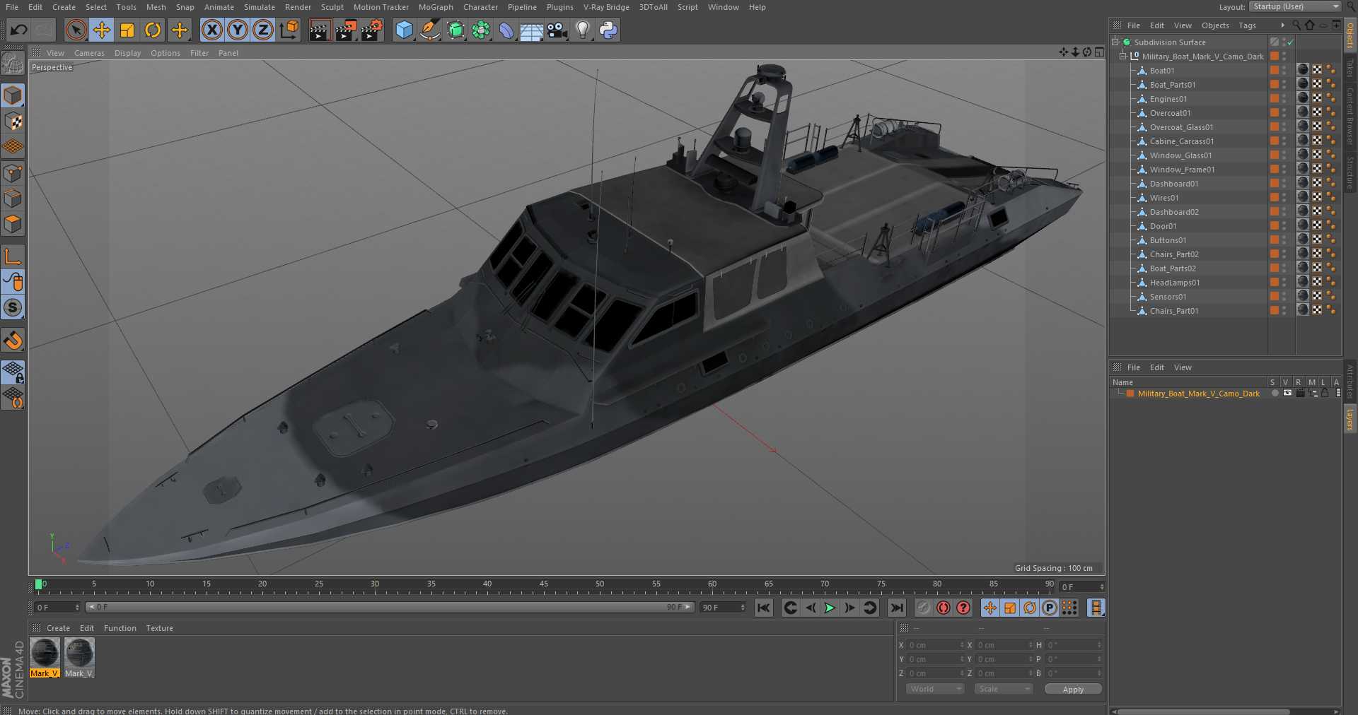 3D model Military Boat Mark V Camo Dark