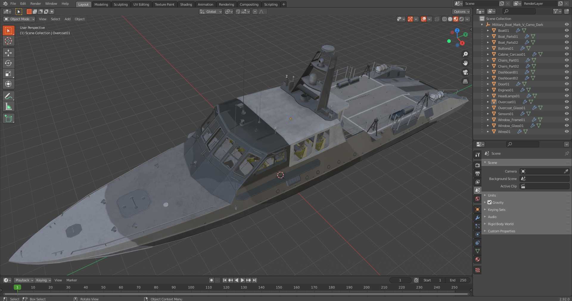 3D model Military Boat Mark V Camo Dark