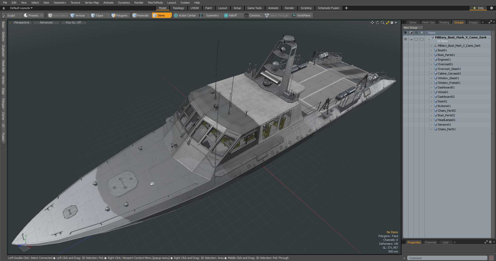 3D model Military Boat Mark V Camo Dark