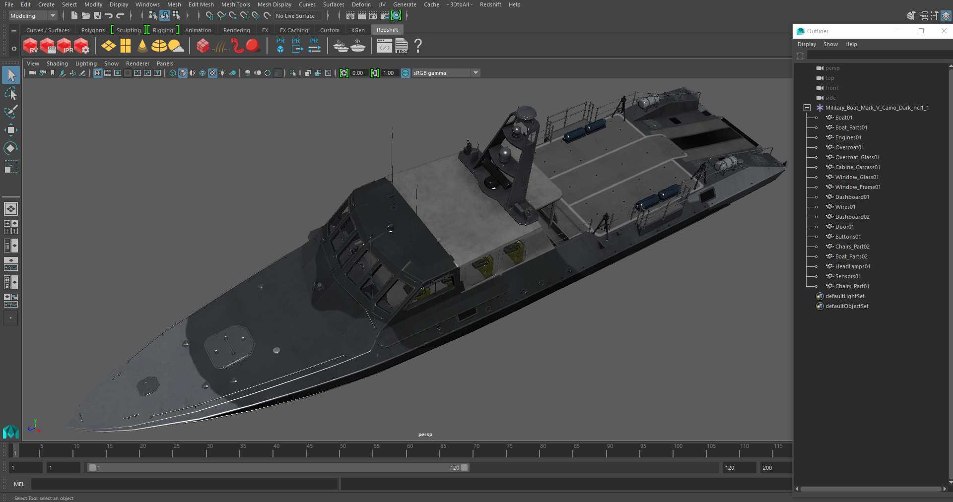 3D model Military Boat Mark V Camo Dark