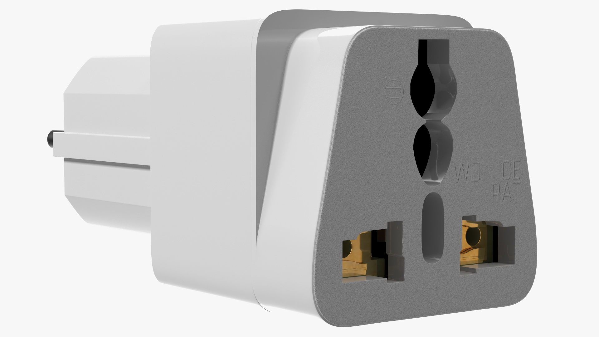 Type E F Universal Plug Adapter White 3D